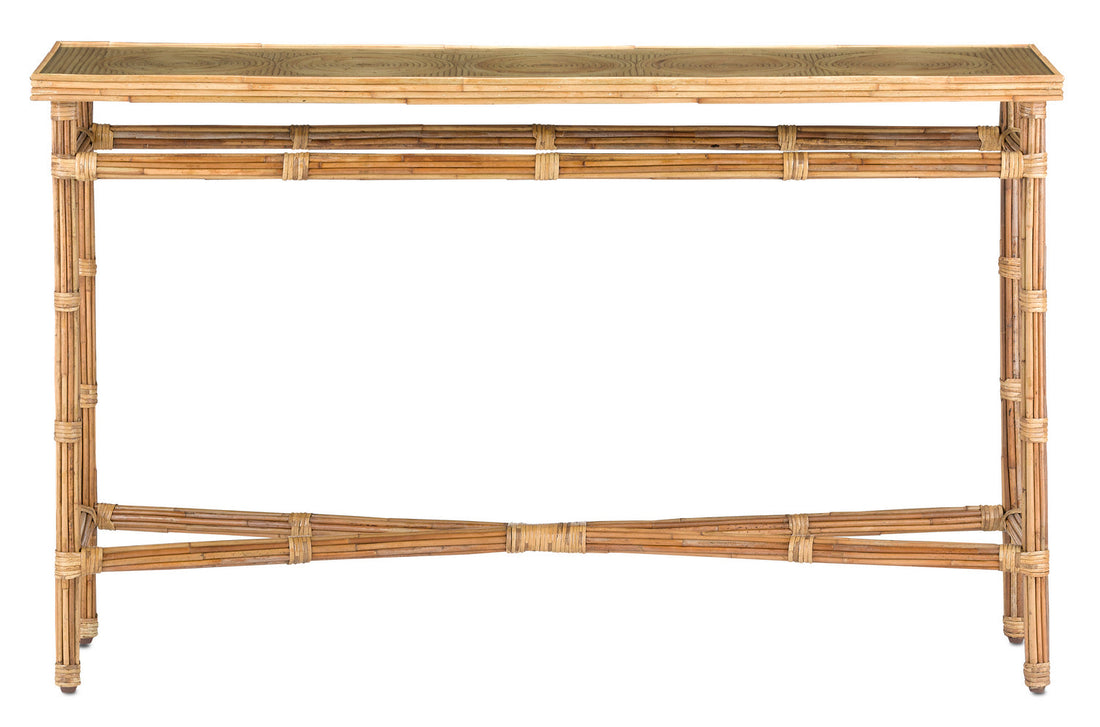 Currey and Company Console Table from the Silang Collection collection in Natural Rattan finish