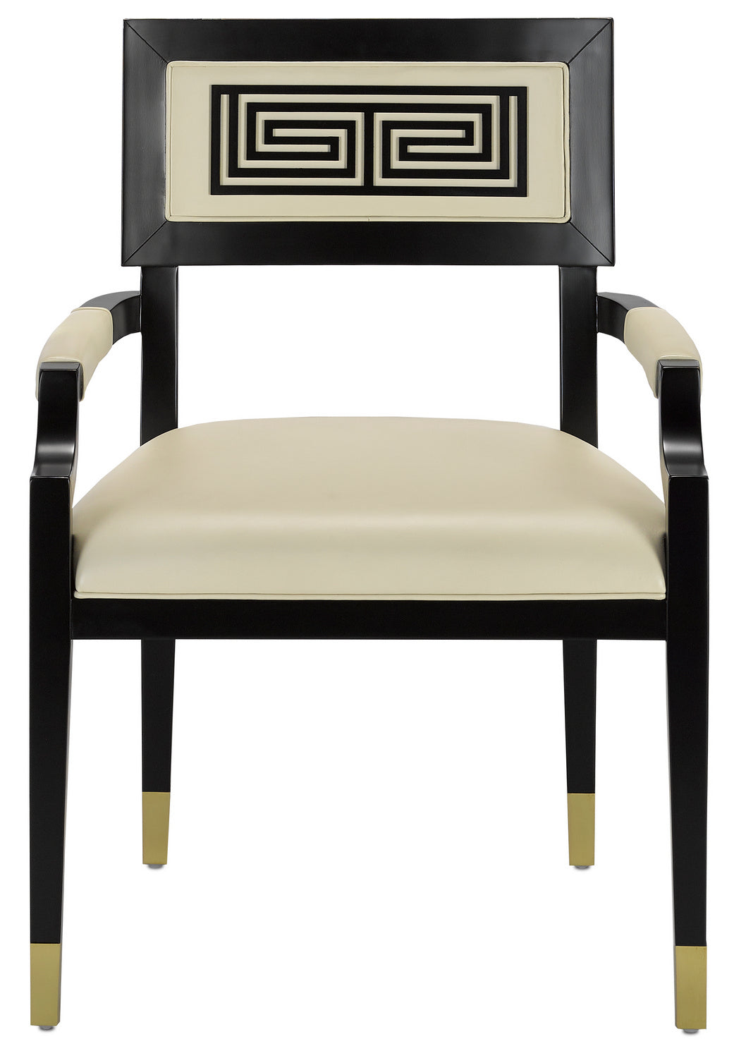 Currey and Company Chair from the Artemis Collection collection in Caviar Black/Brushed Brass/Milk finish