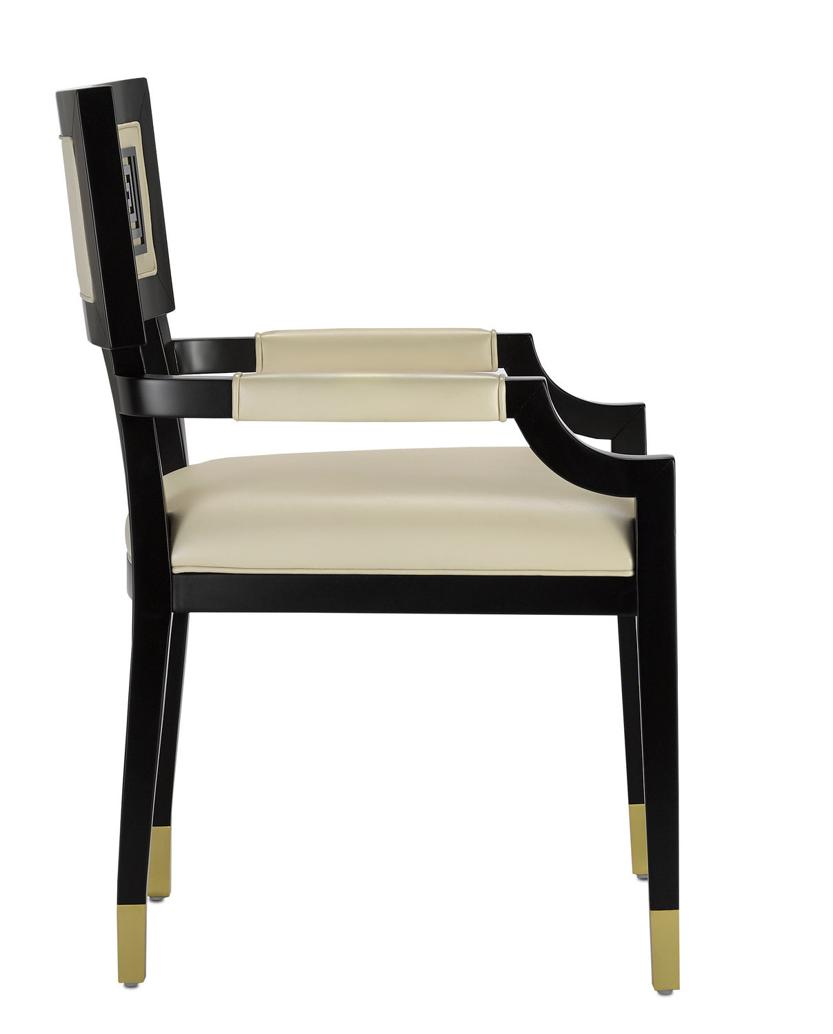 Currey and Company Chair from the Artemis Collection collection in Caviar Black/Brushed Brass/Milk finish