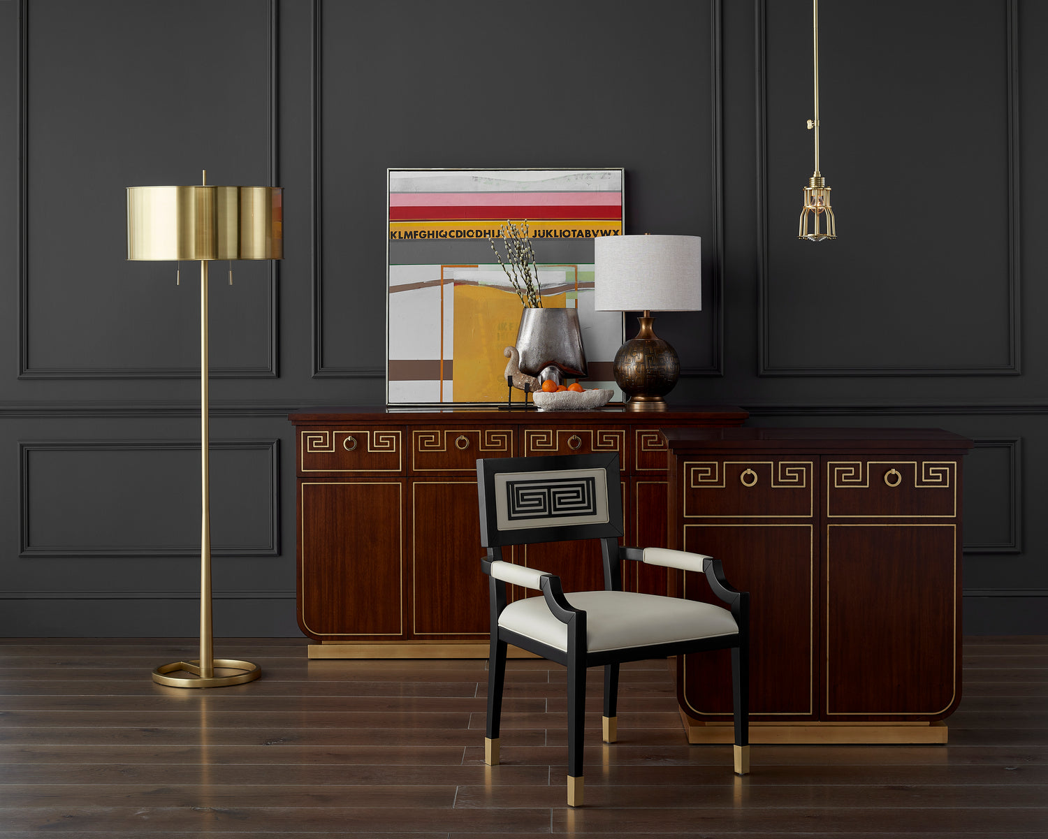 Currey and Company Chair from the Artemis Collection collection in Caviar Black/Brushed Brass/Milk finish