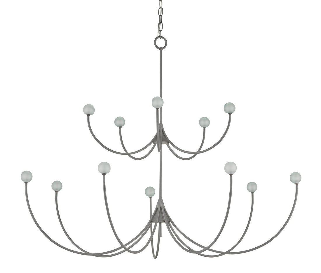 Currey and Company 12 Light Chandelier from the Carew Collection collection in Hiroshi Gray finish