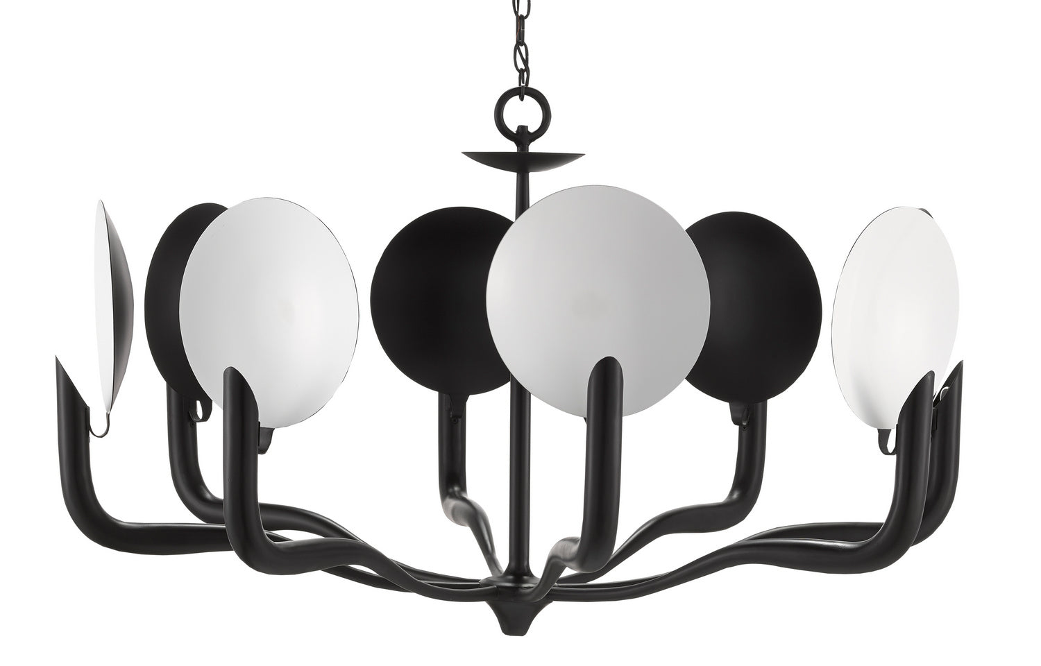 Currey and Company Eight Light Chandelier from the Tirtoff Collection collection in Satin Black/Sugar White finish