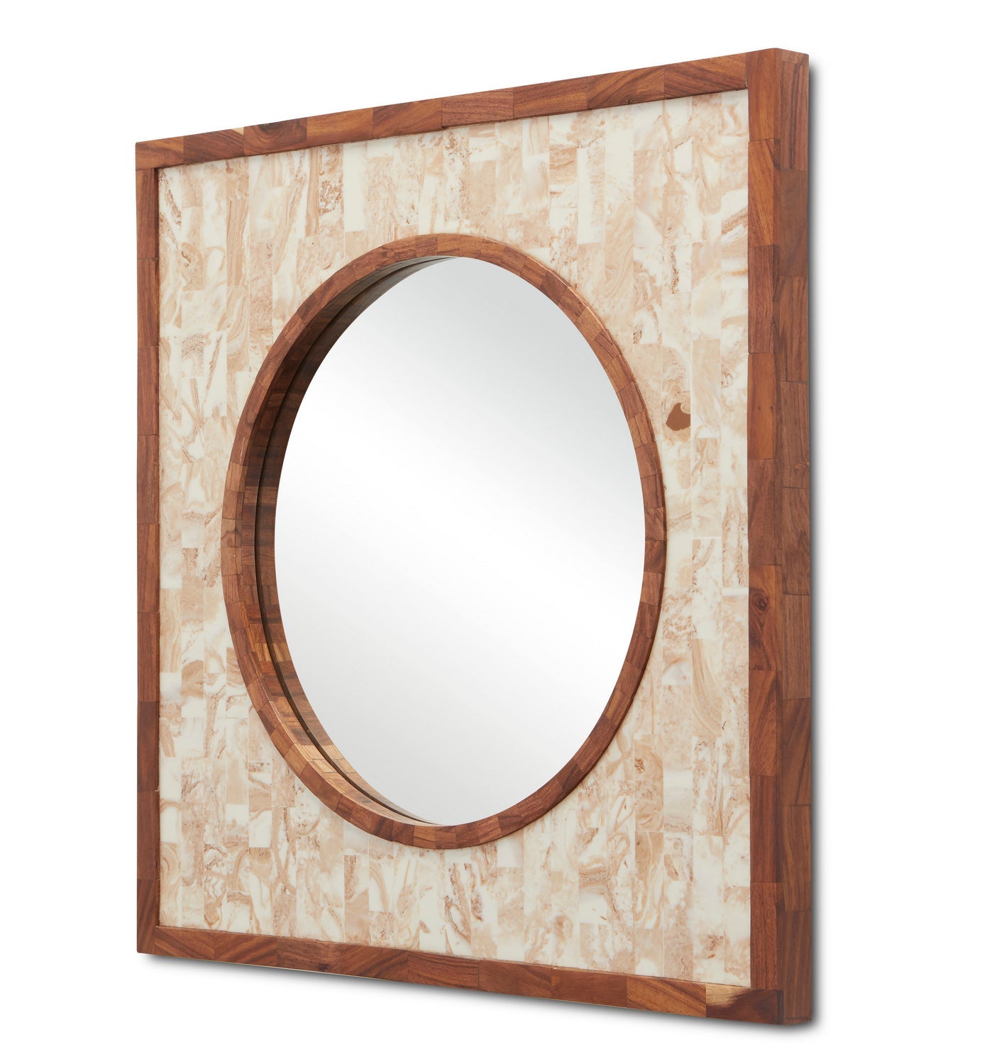 Currey and Company Mirror from the Serra collection in Beige/Natural/Mirror finish