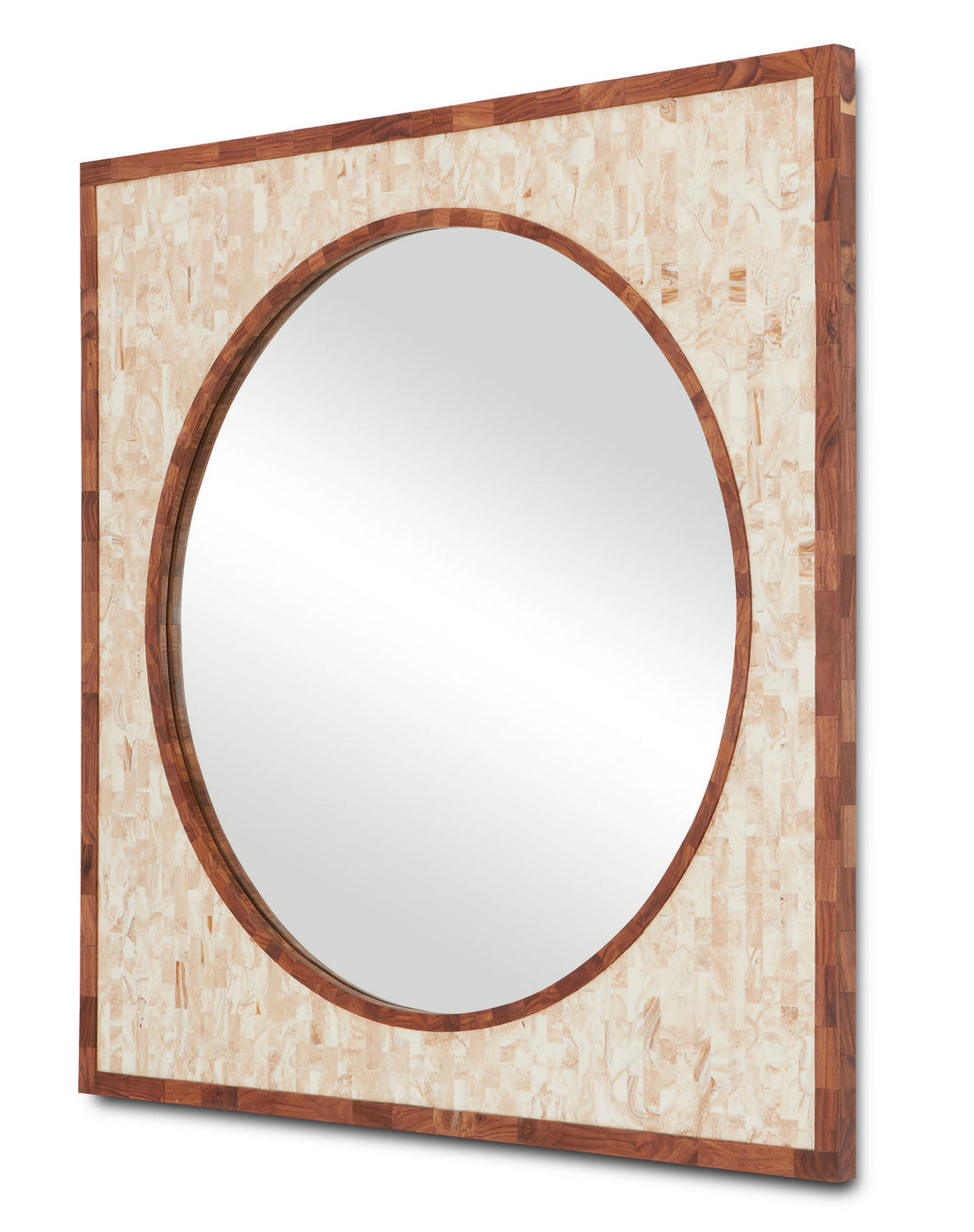 Currey and Company Mirror from the Serra collection in Beige/Natural/Mirror finish