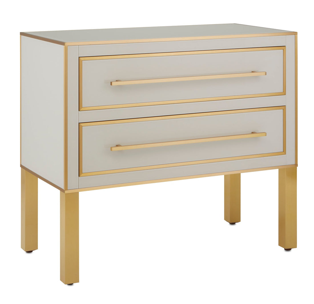 Currey and Company Chest from the Arden Collection collection in Ivory/Satin Brass finish