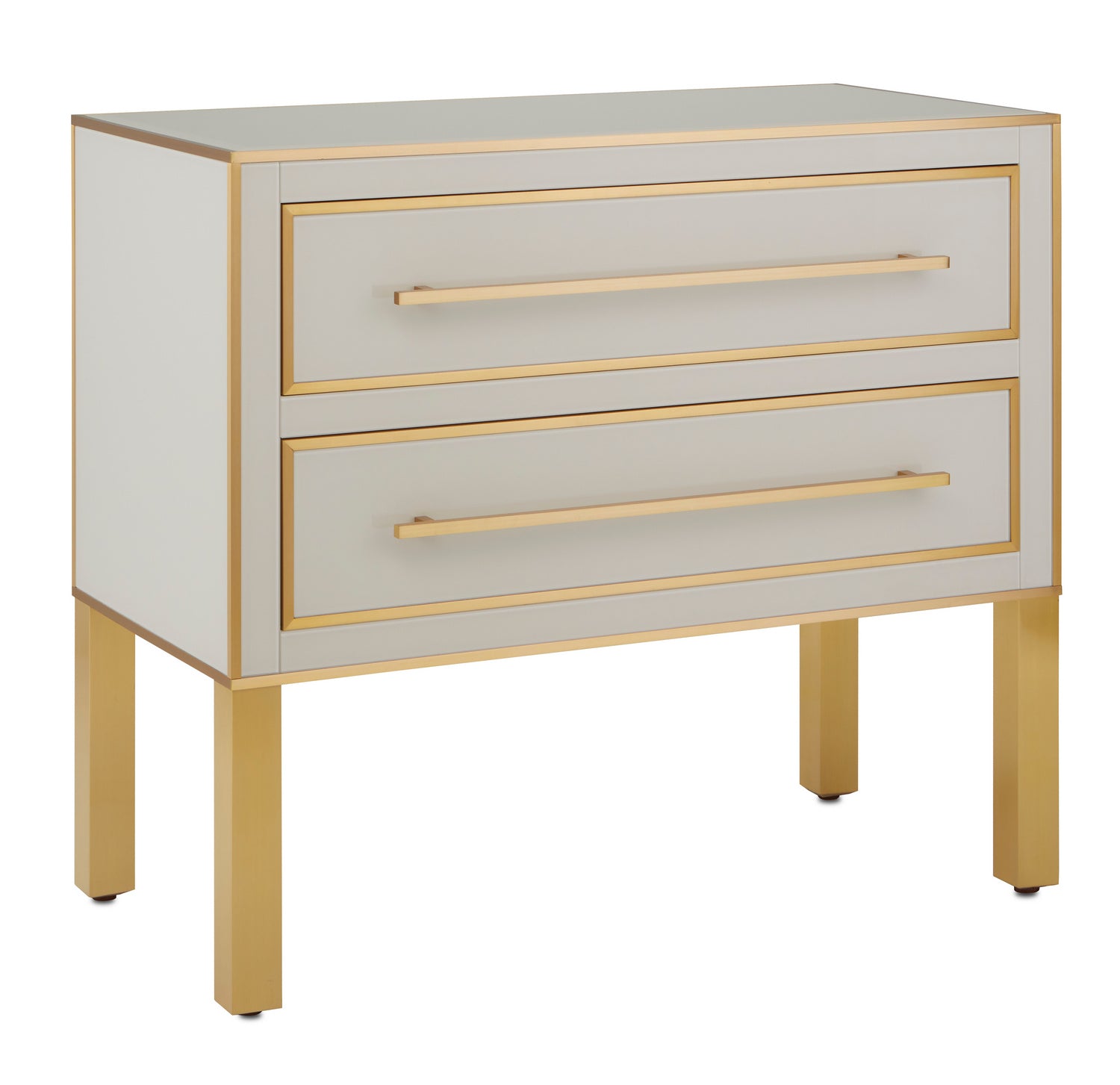 Currey and Company Chest from the Arden Collection collection in Ivory/Satin Brass finish