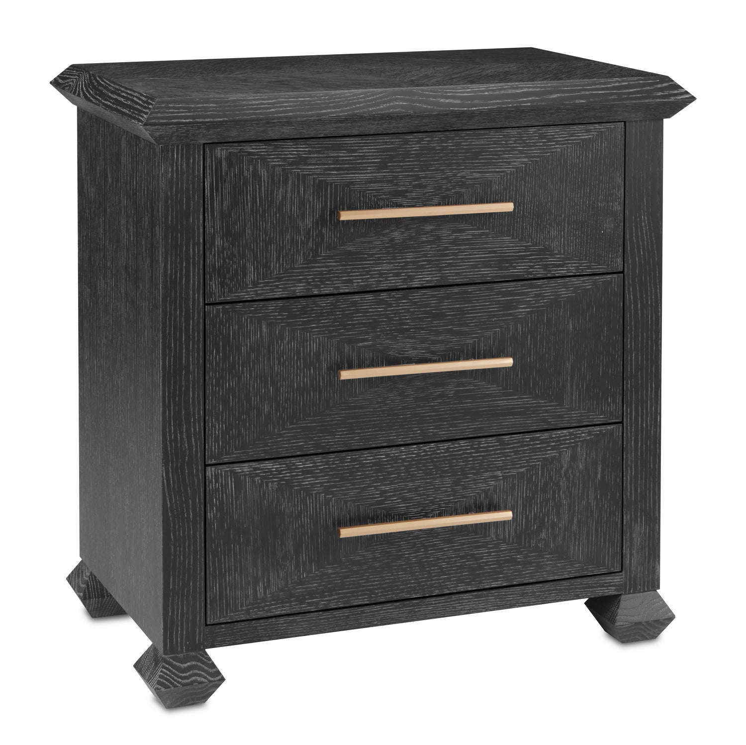 Currey and Company Chest from the Saranya collection in Cerused Black/Brushed Brass finish
