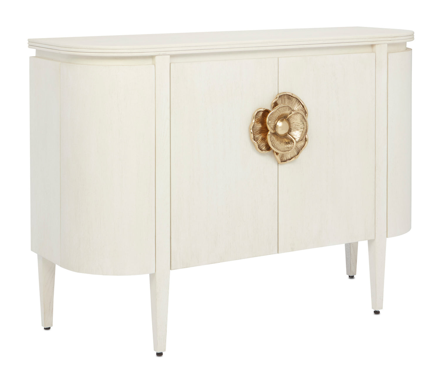 Currey and Company Demi-Lune from the Briallen Collection collection in Cerused White/Brass finish