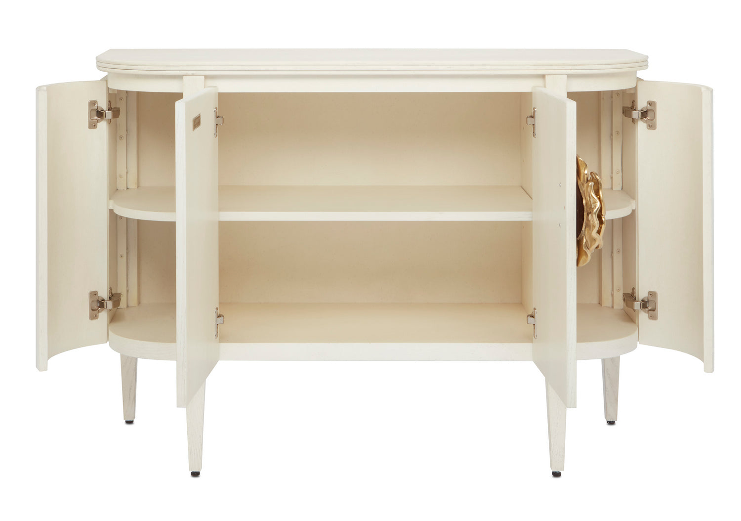 Currey and Company Demi-Lune from the Briallen Collection collection in Cerused White/Brass finish