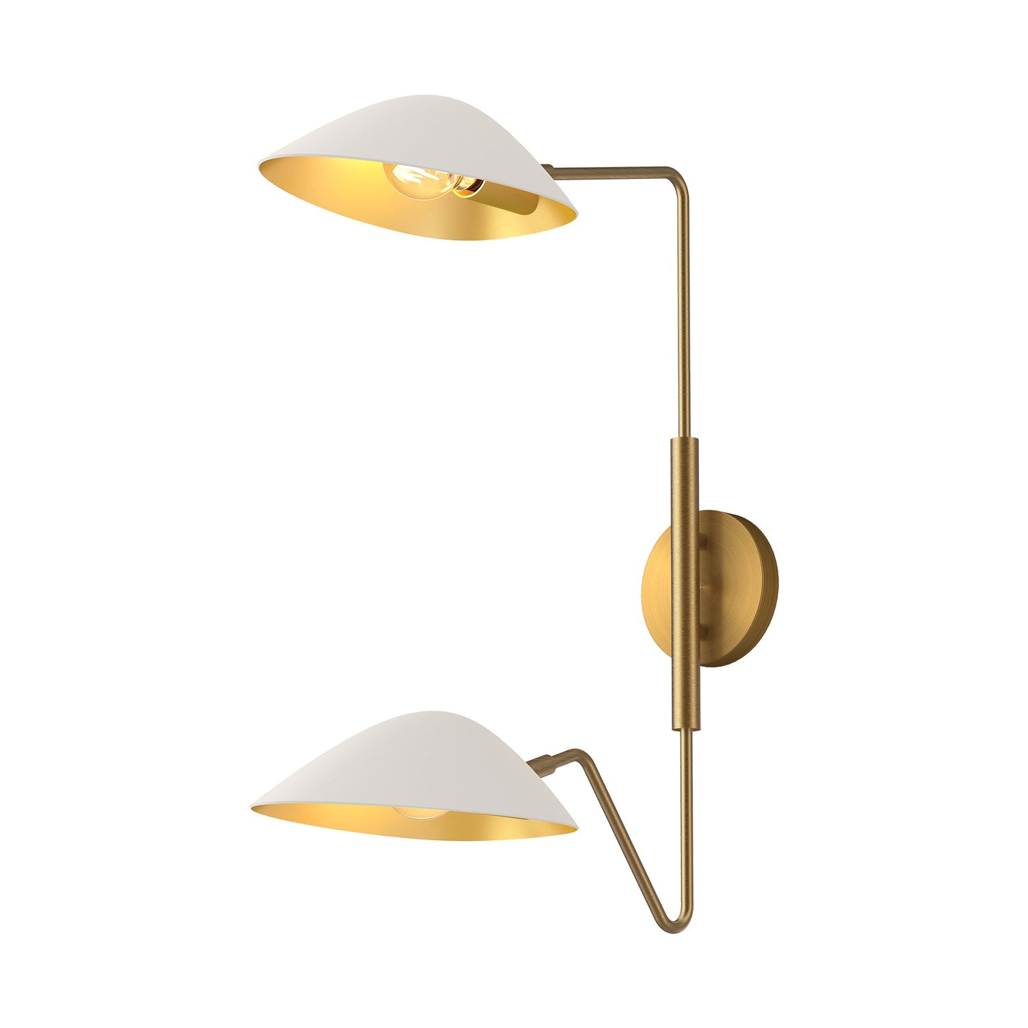 Alora Two Light Vanity from the Oscar collection in Aged Gold/White finish
