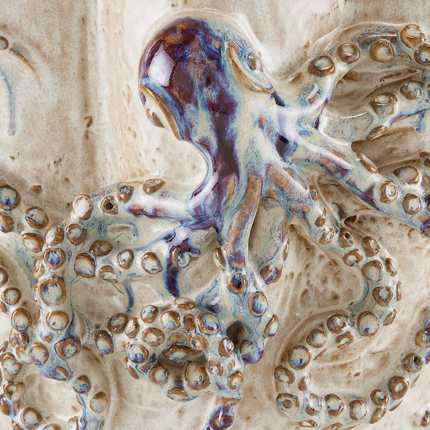 Currey and Company Vase from the Octopus Collection collection in Cream/Reactive Blue finish