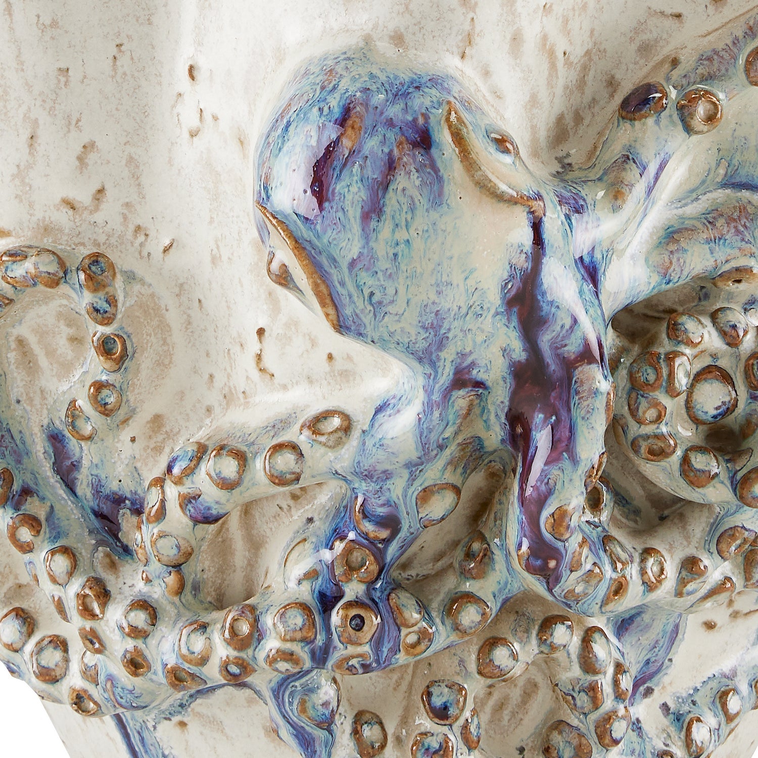 Currey and Company Vase from the Octopus Collection collection in Cream/Reactive Blue finish