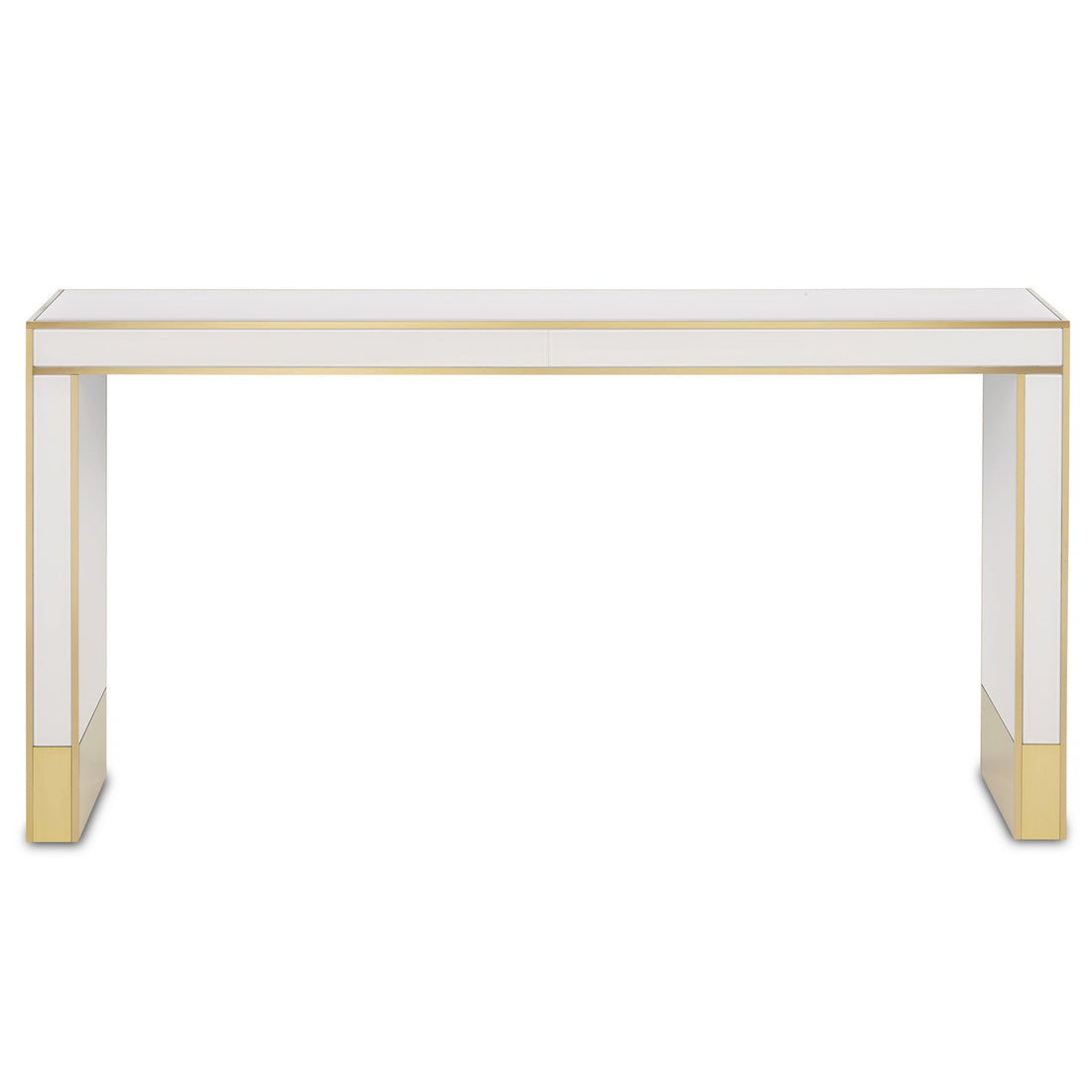 Currey and Company Console Table from the Arden collection in Ivory/Satin Brass finish