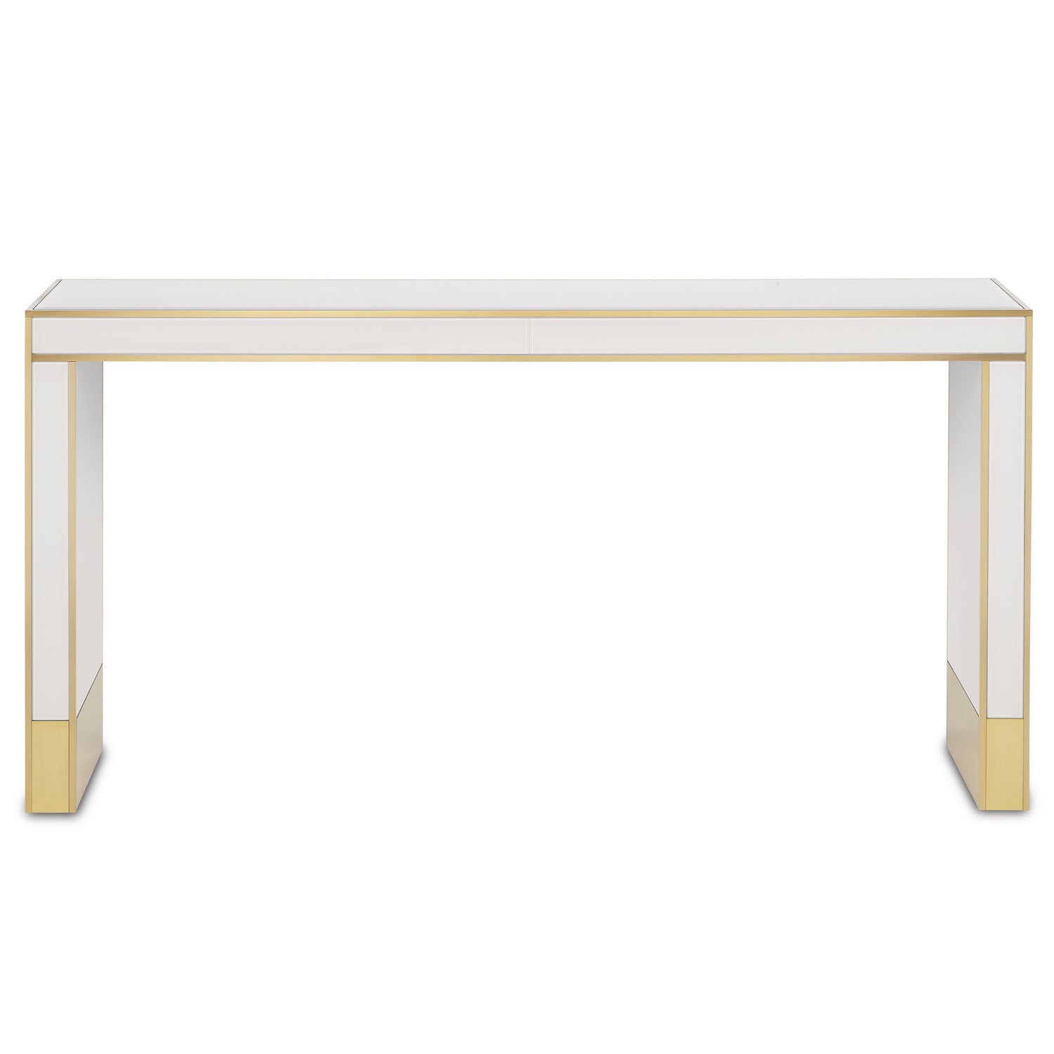Currey and Company Console Table from the Arden collection in Ivory/Satin Brass finish