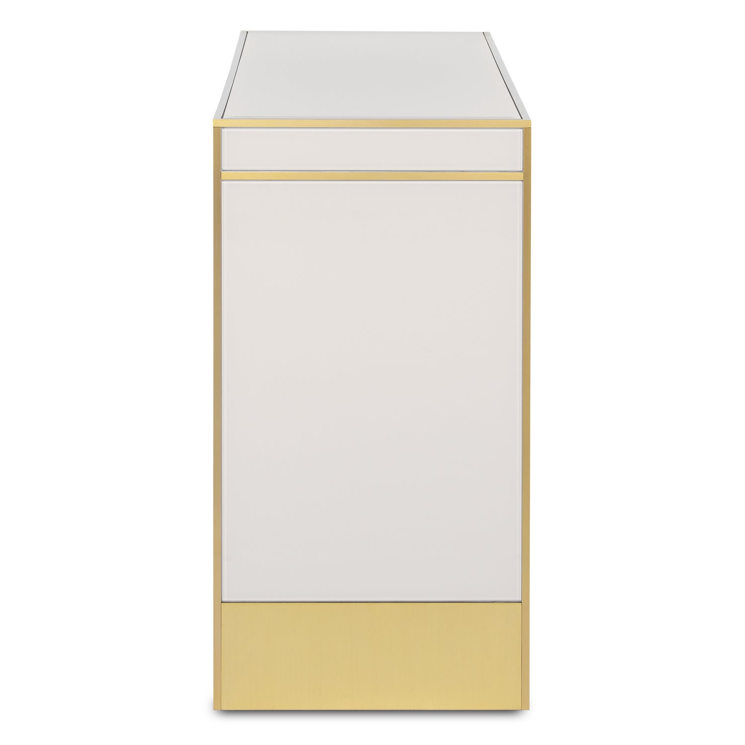 Currey and Company Console Table from the Arden collection in Ivory/Satin Brass finish