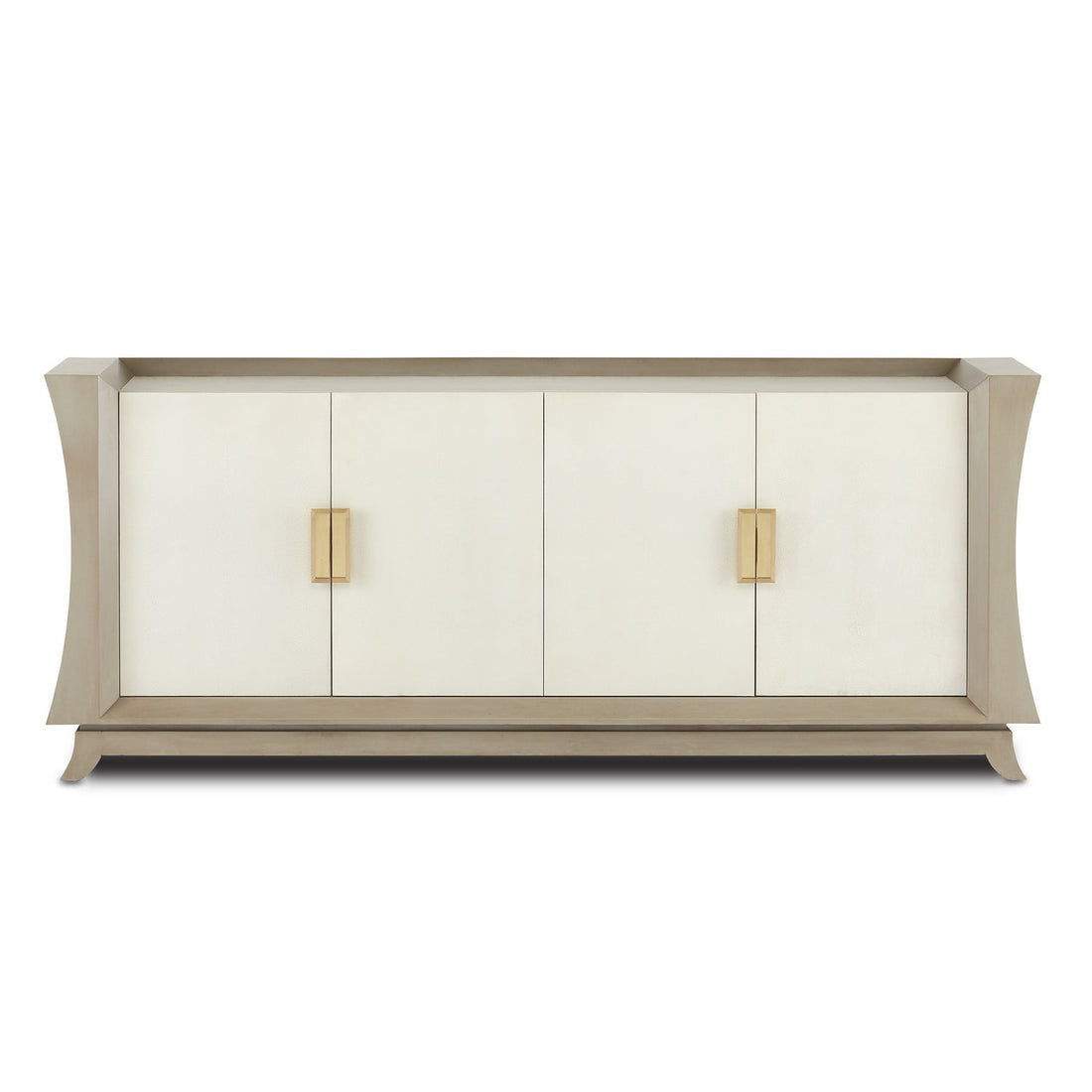 Currey and Company Credenza from the Koji Collection collection in Oyster Gray/Cream/Brushed Polished Brass finish