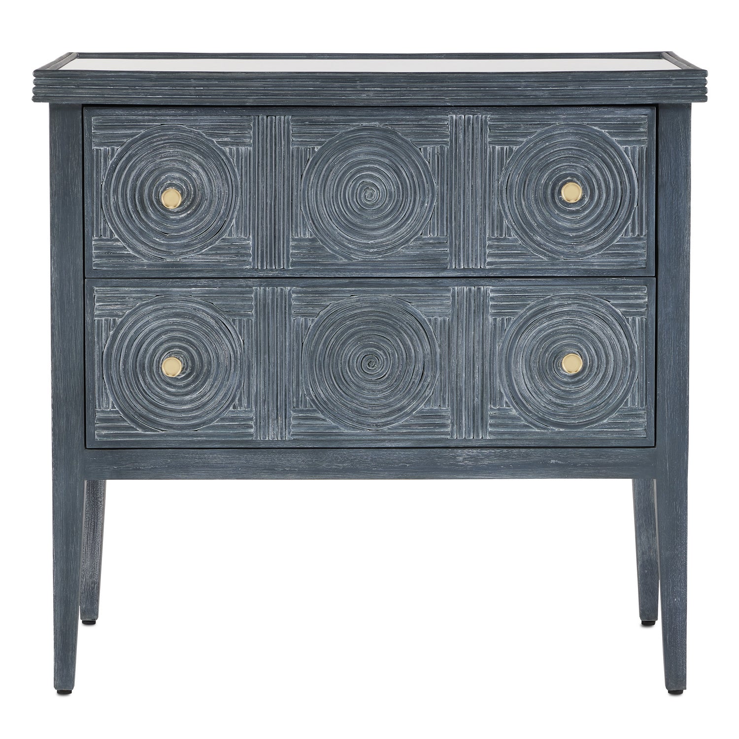 Currey and Company Chest from the Santos Collection collection in Vintage Navy finish
