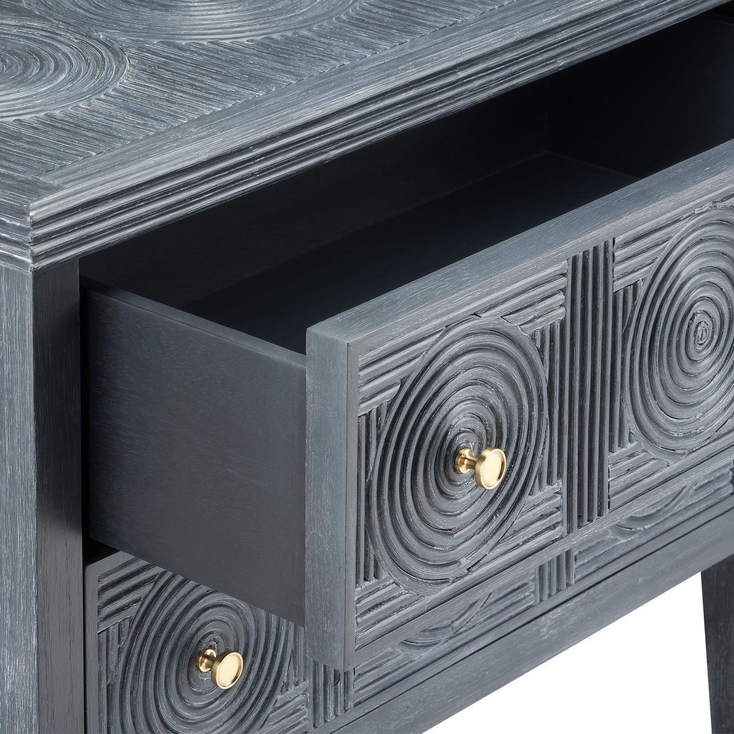 Currey and Company Chest from the Santos Collection collection in Vintage Navy finish