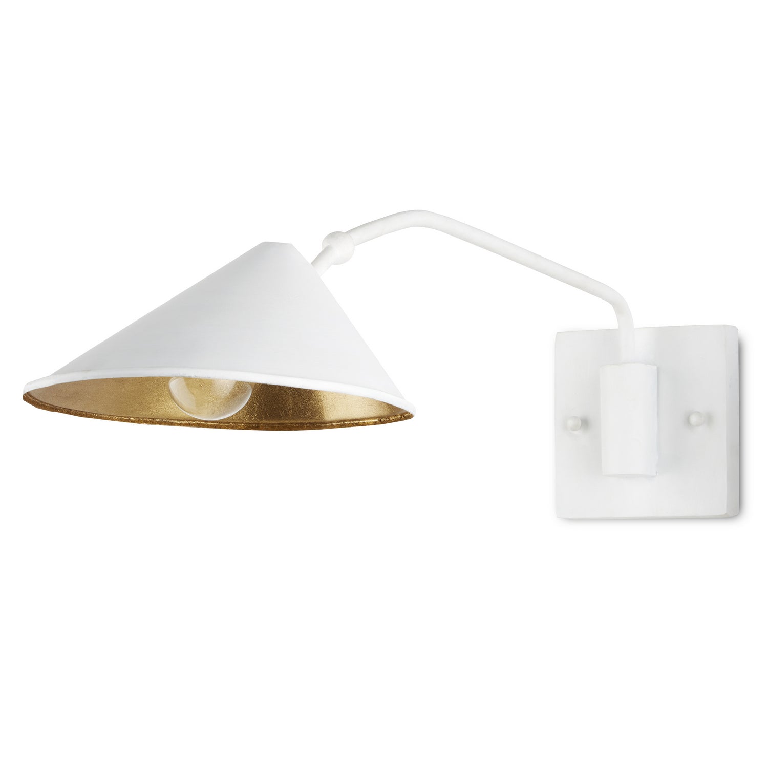 Currey and Company One Light Wall Sconce from the Serpa Collection collection in Gesso White/Contemporary Gold Leaf finish