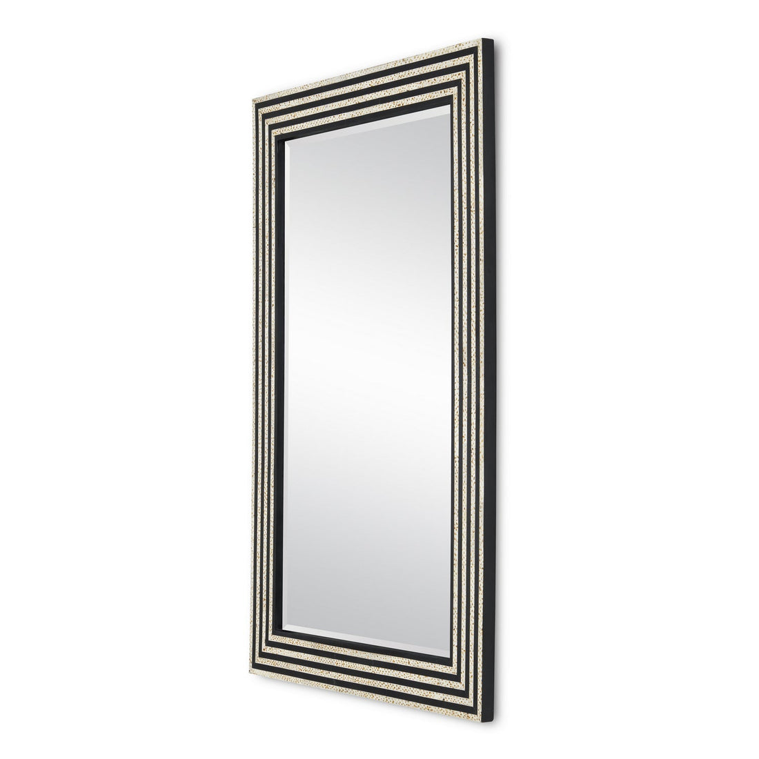 Currey and Company Mirror from the Taurus collection in White Speckle/Black/Mirror finish