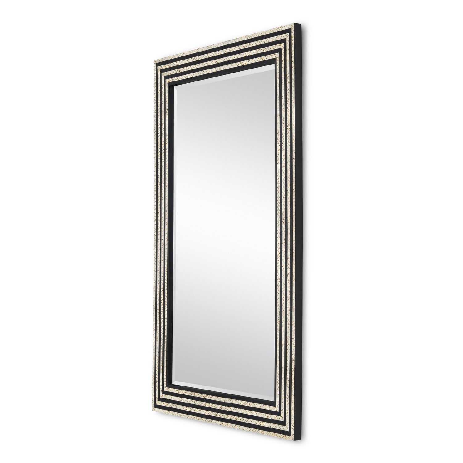 Currey and Company Mirror from the Taurus collection in White Speckle/Black/Mirror finish