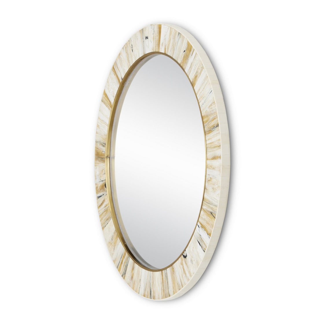 Currey and Company Mirror from the Niva Collection collection in Cream/Brass/Mirror finish