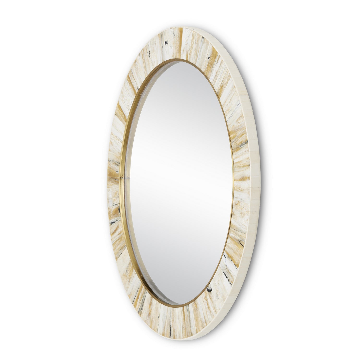Currey and Company Mirror from the Niva Collection collection in Cream/Brass/Mirror finish
