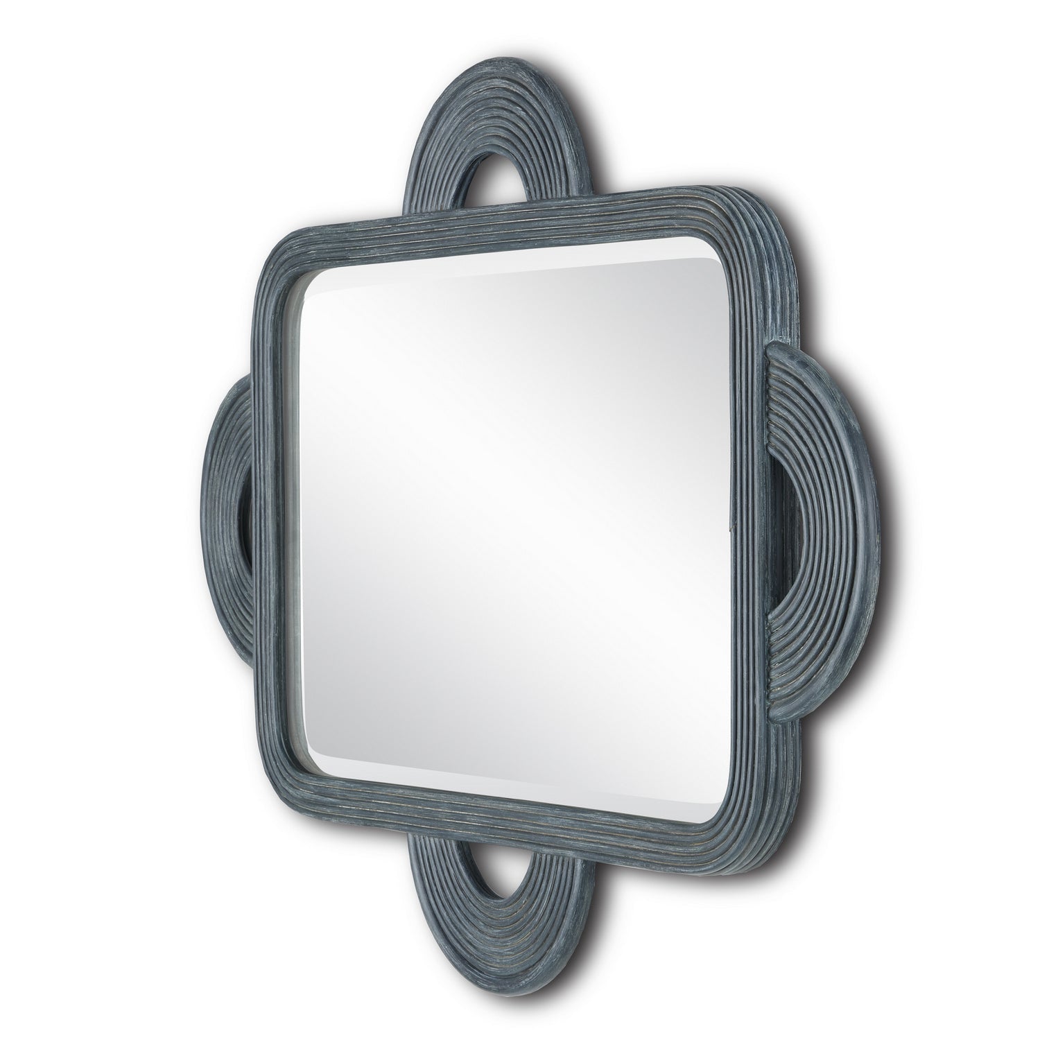 Currey and Company Mirror from the Santos Collection collection in Vintage Navy/Mirror finish