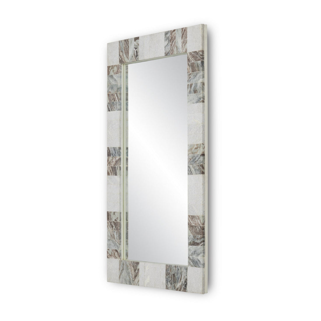 Currey and Company Mirror from the Elena Collection collection in White/Brown/Mirror finish