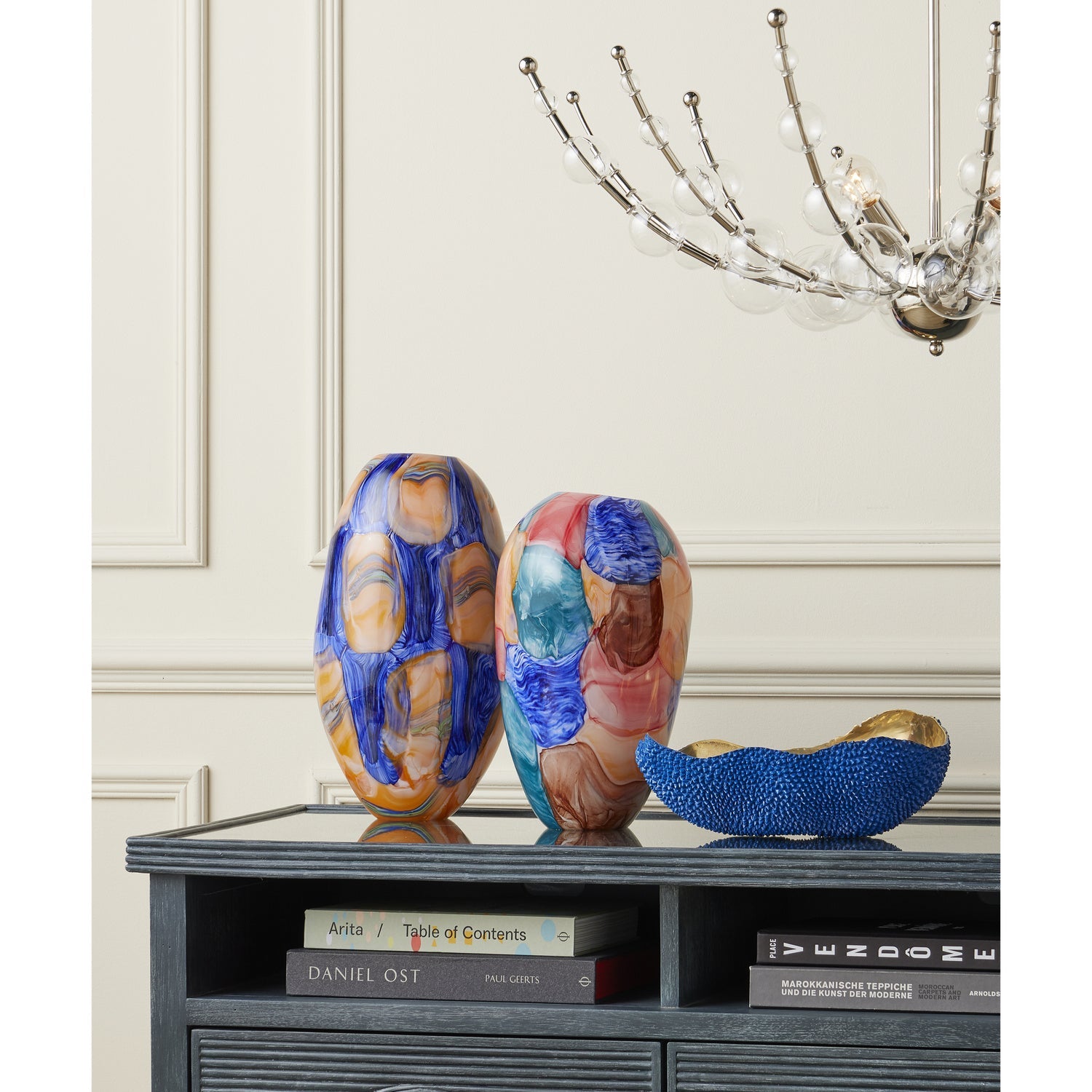 Currey and Company Vase from the Sarto collection in Blue/Orange/Green finish