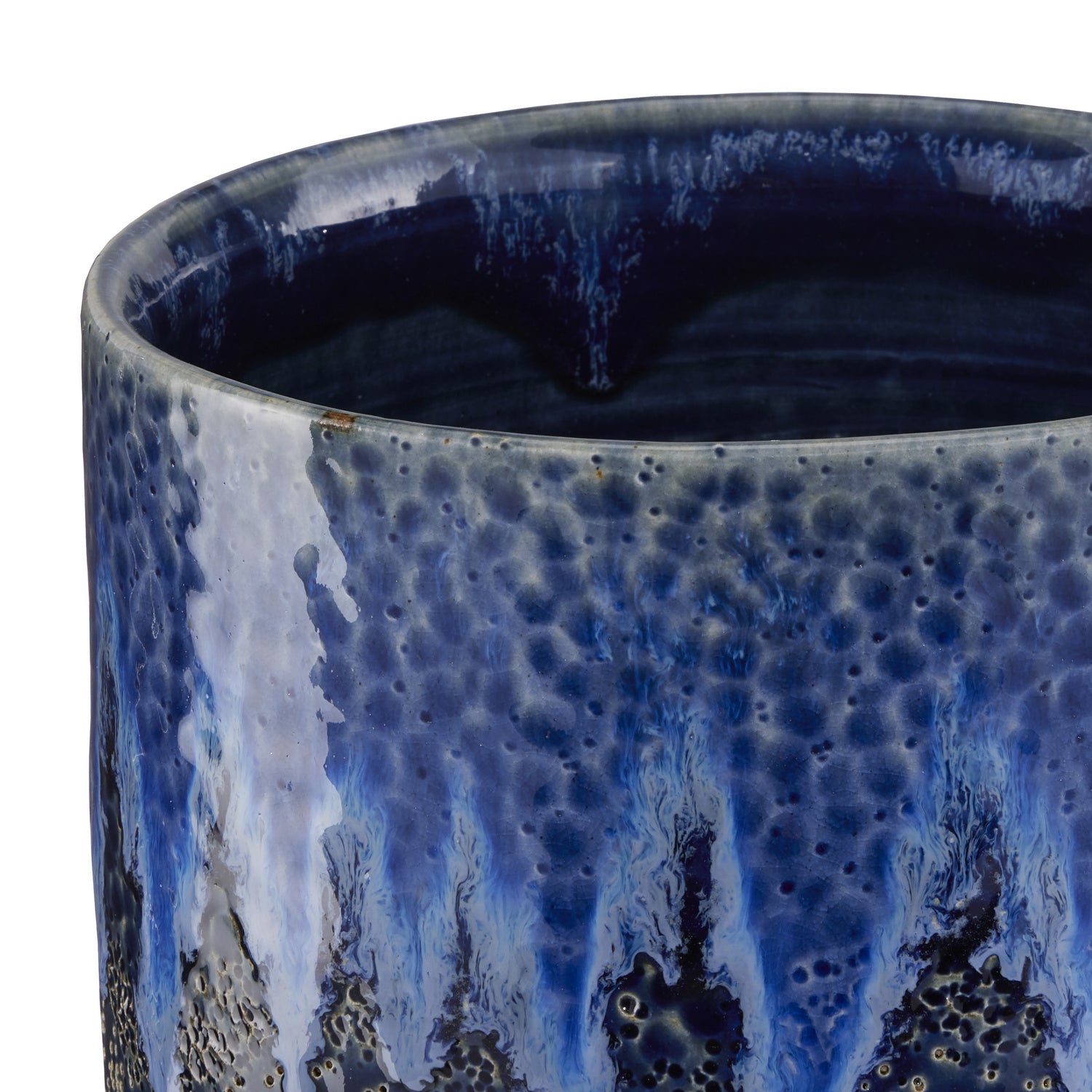 Currey and Company Cachepot from the Kelmscott collection in Dark Blue/Reactive Blue finish