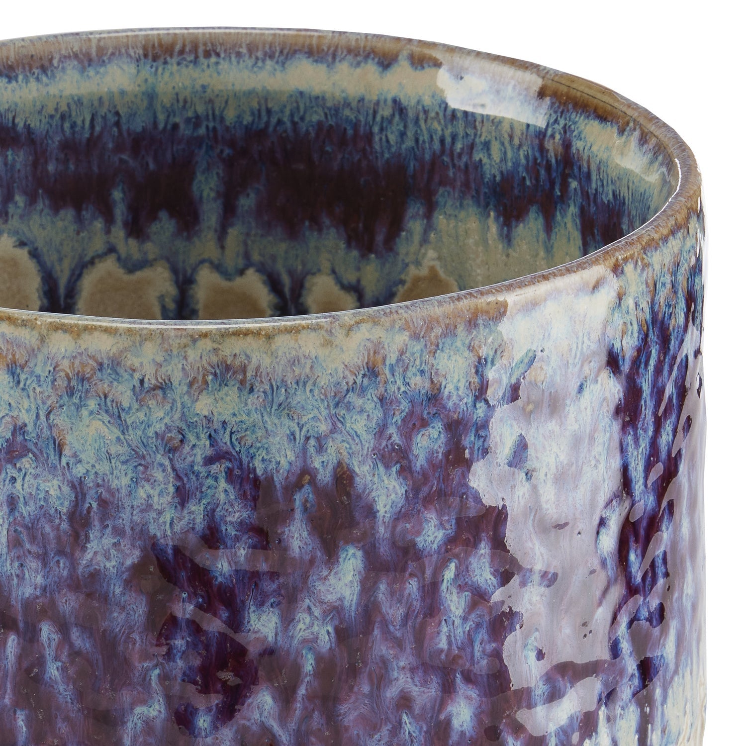 Currey and Company Cachepot from the Bessbrook collection in Milky White/Reactive Blue finish