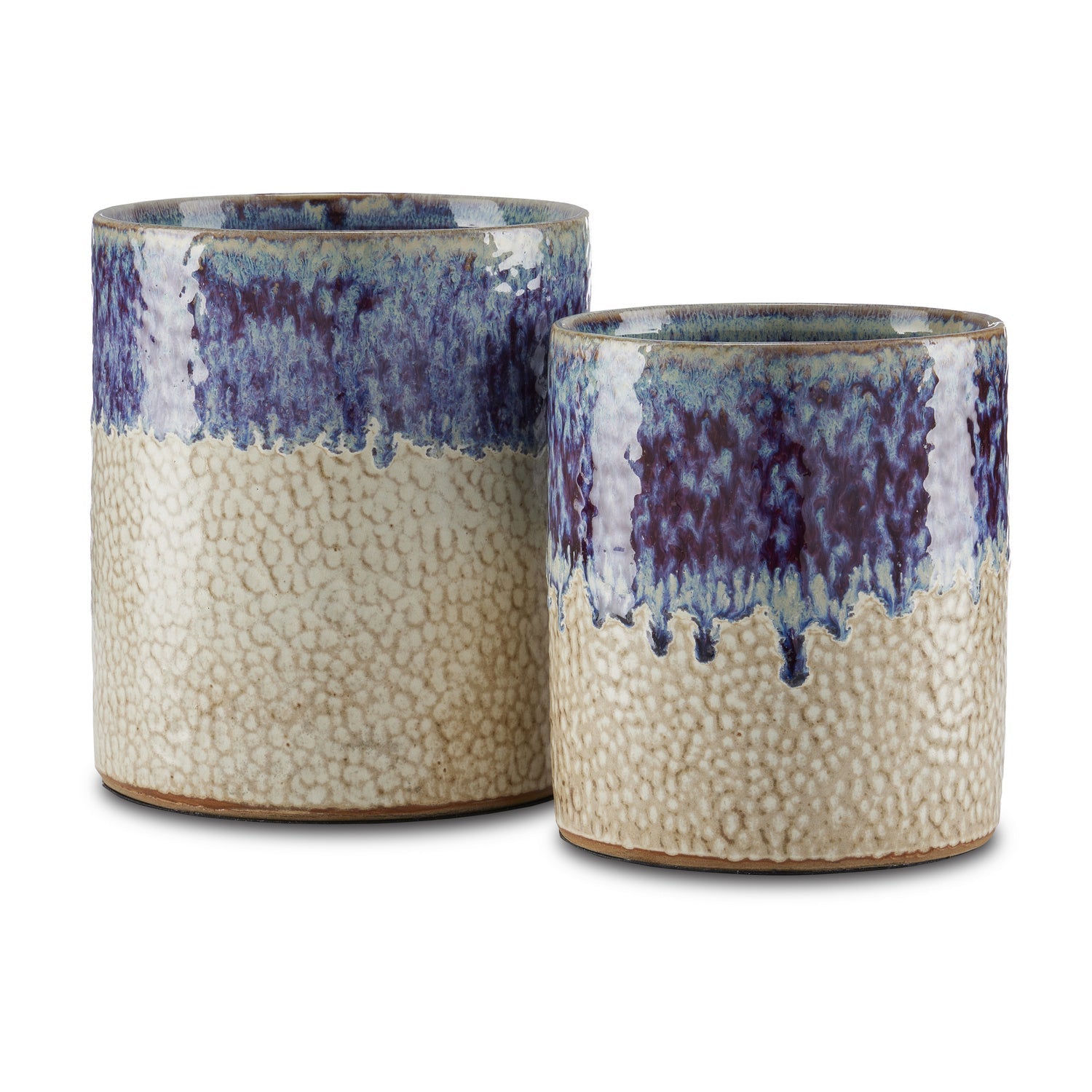 Currey and Company Cachepot from the Bessbrook collection in Milky White/Reactive Blue finish