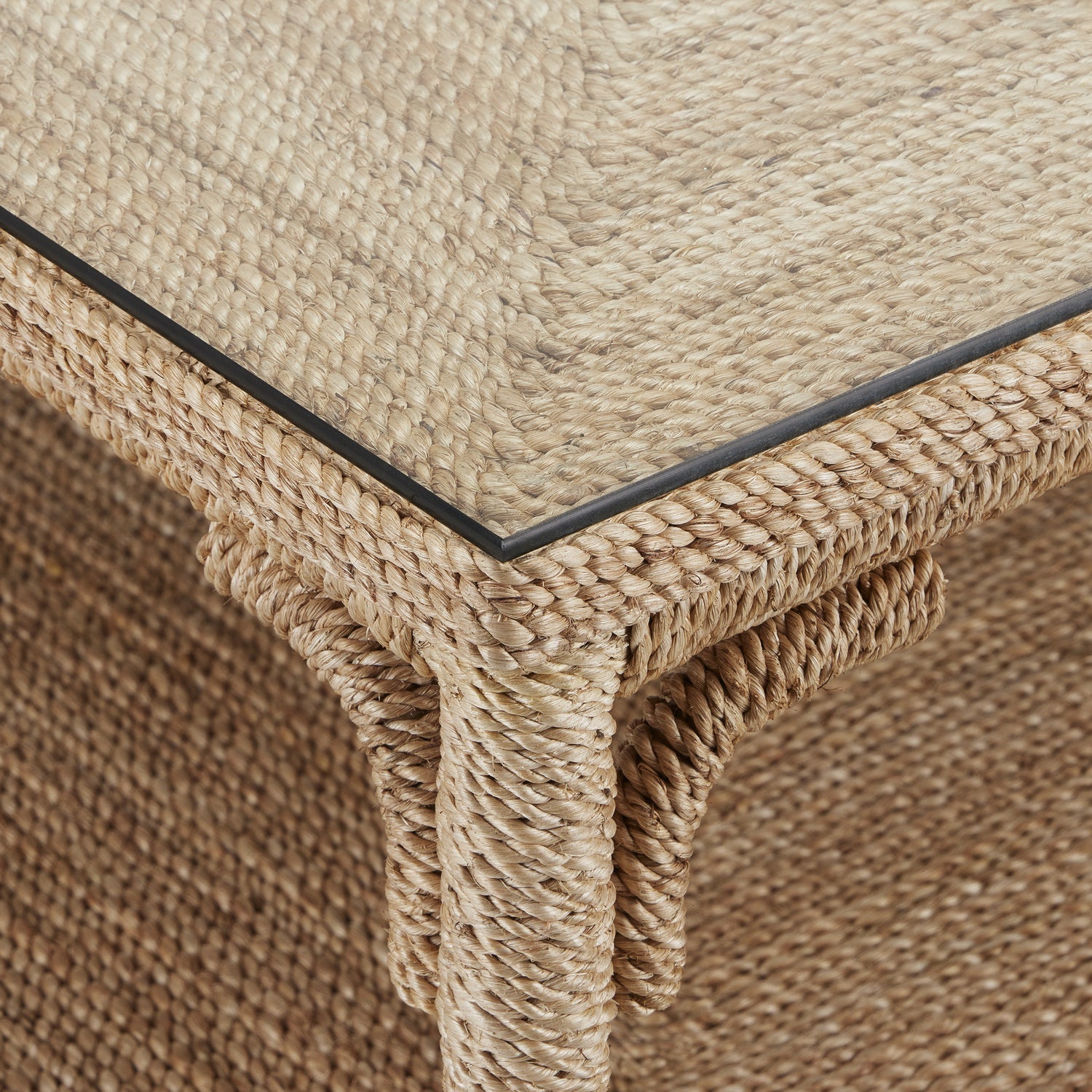 Currey and Company Cocktail Table from the Olisa Collection collection in Natural Rope finish