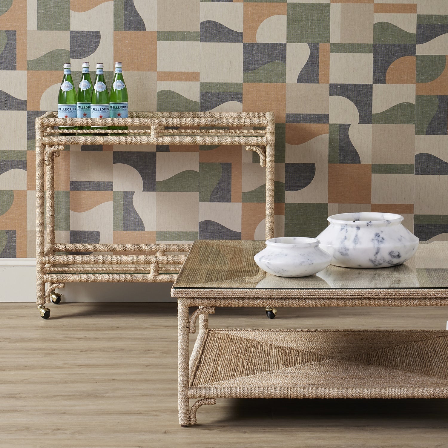 Currey and Company Cocktail Table from the Olisa Collection collection in Natural Rope finish