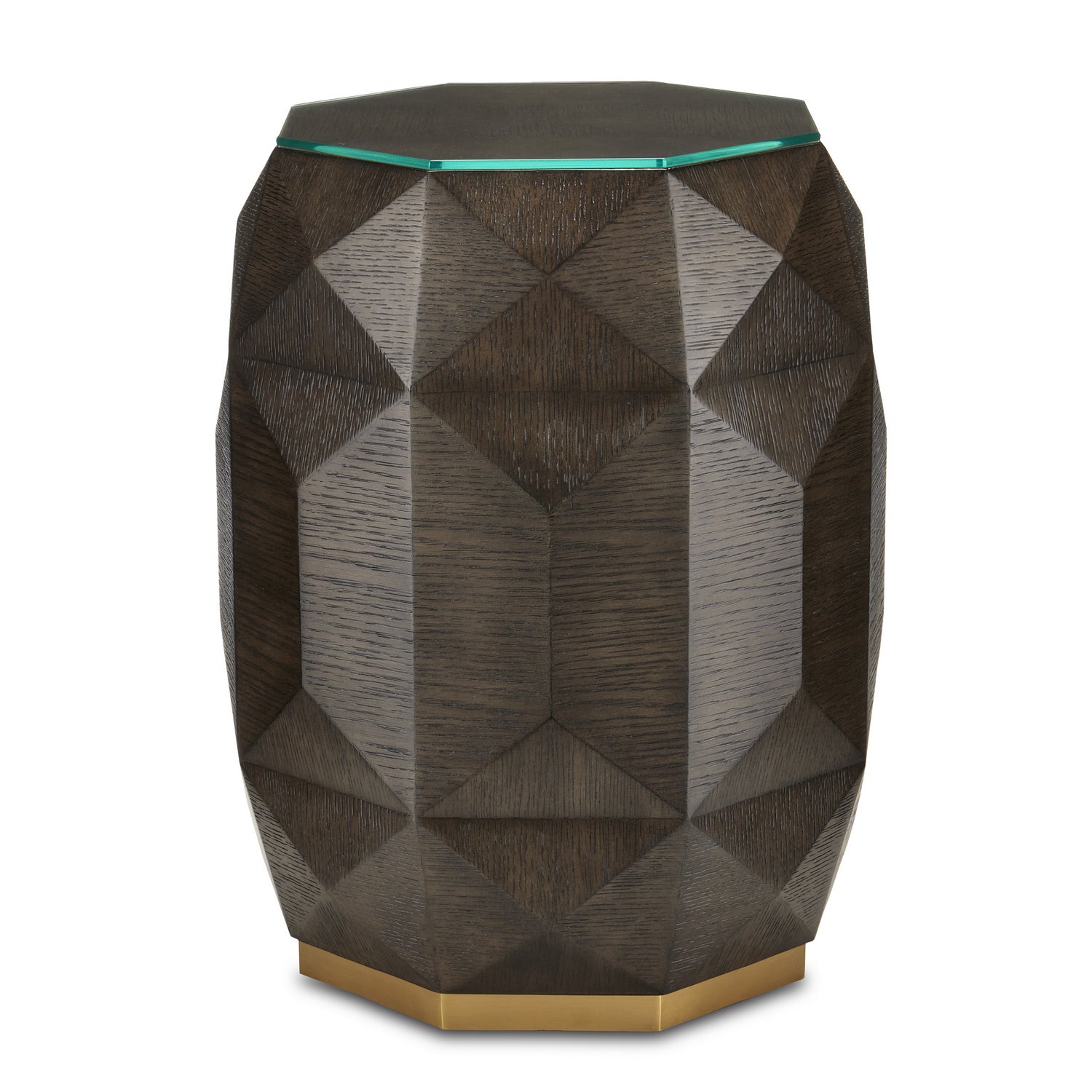 Currey and Company Accent Table from the Kendall Collection collection in Dove Gray/Polished Brass finish