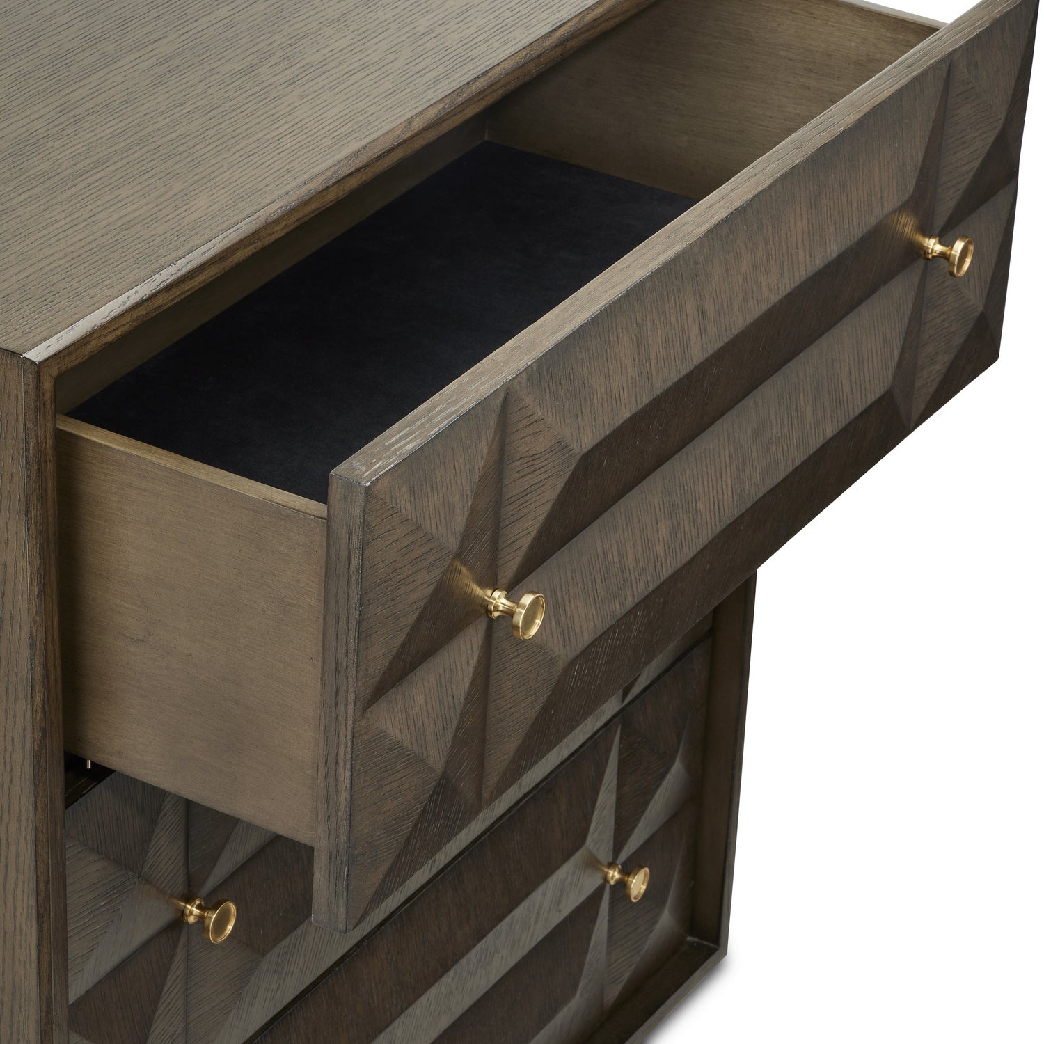 Currey and Company Chest from the Kendall Collection collection in Dove Gray/Polished Brass finish