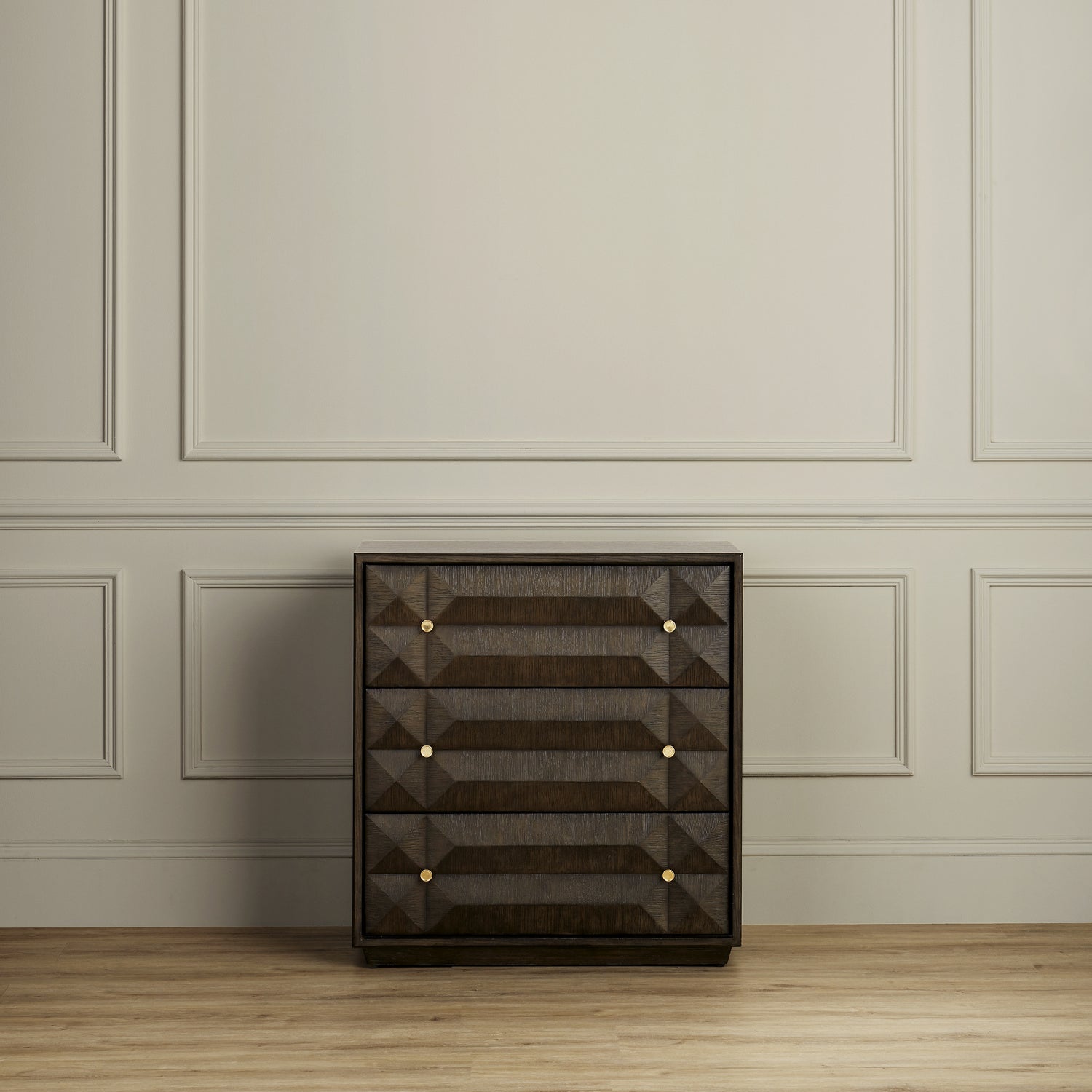 Currey and Company Chest from the Kendall Collection collection in Dove Gray/Polished Brass finish