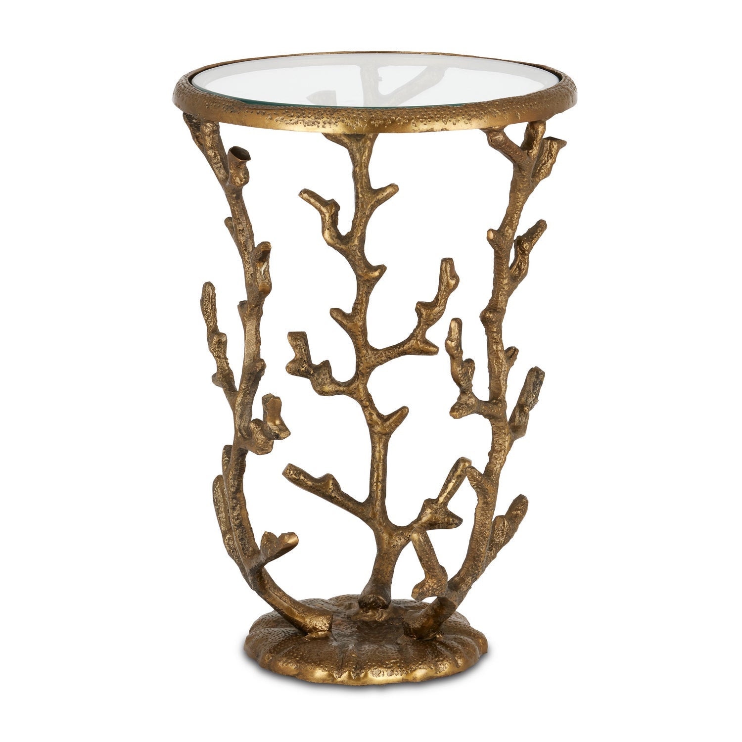 Currey and Company Accent Table in Antique Brass finish