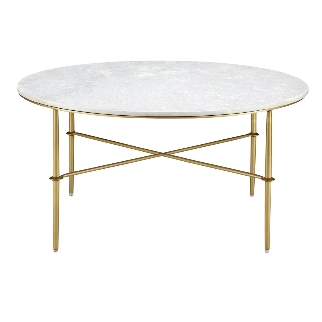 Currey and Company Cocktail Table from the Kira Collection collection in White/Antique Brass finish