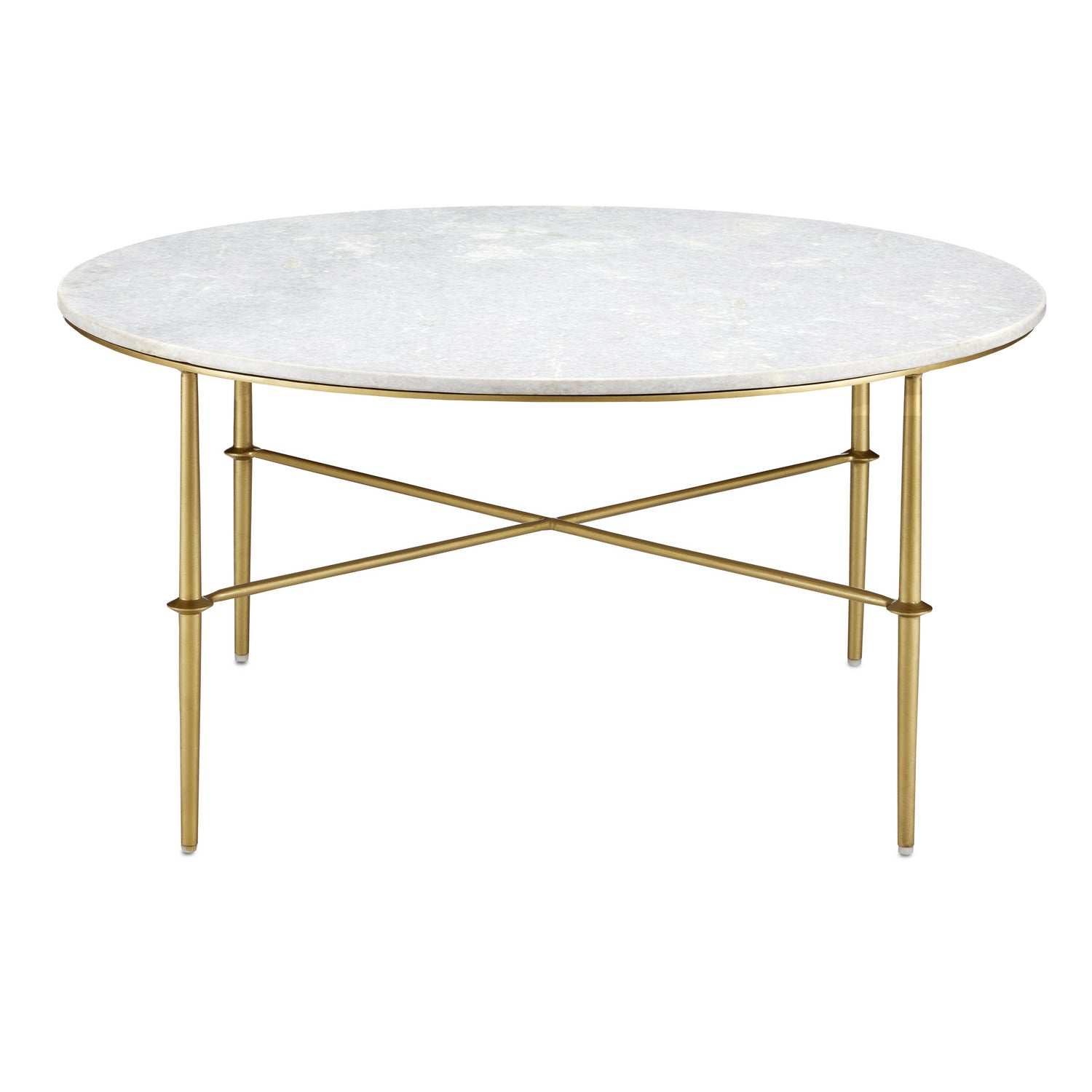 Currey and Company Cocktail Table from the Kira Collection collection in White/Antique Brass finish