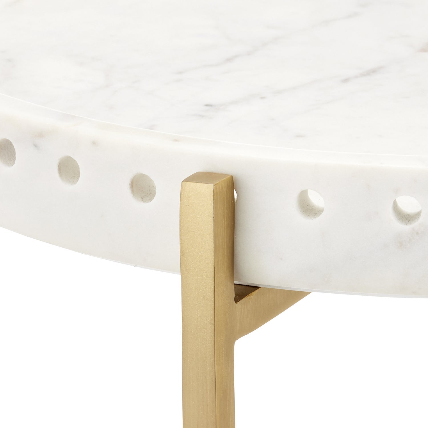 Currey and Company Accent Table from the Freya Collection collection in White/Antique Brass finish