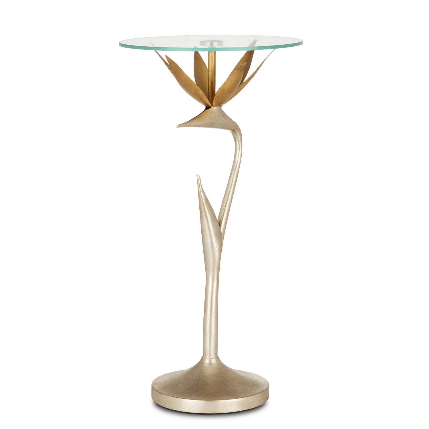Currey and Company Accent Table from the Paradiso Collection collection in Contemporary Silver Leaf/Contemporary Gold Leaf finish
