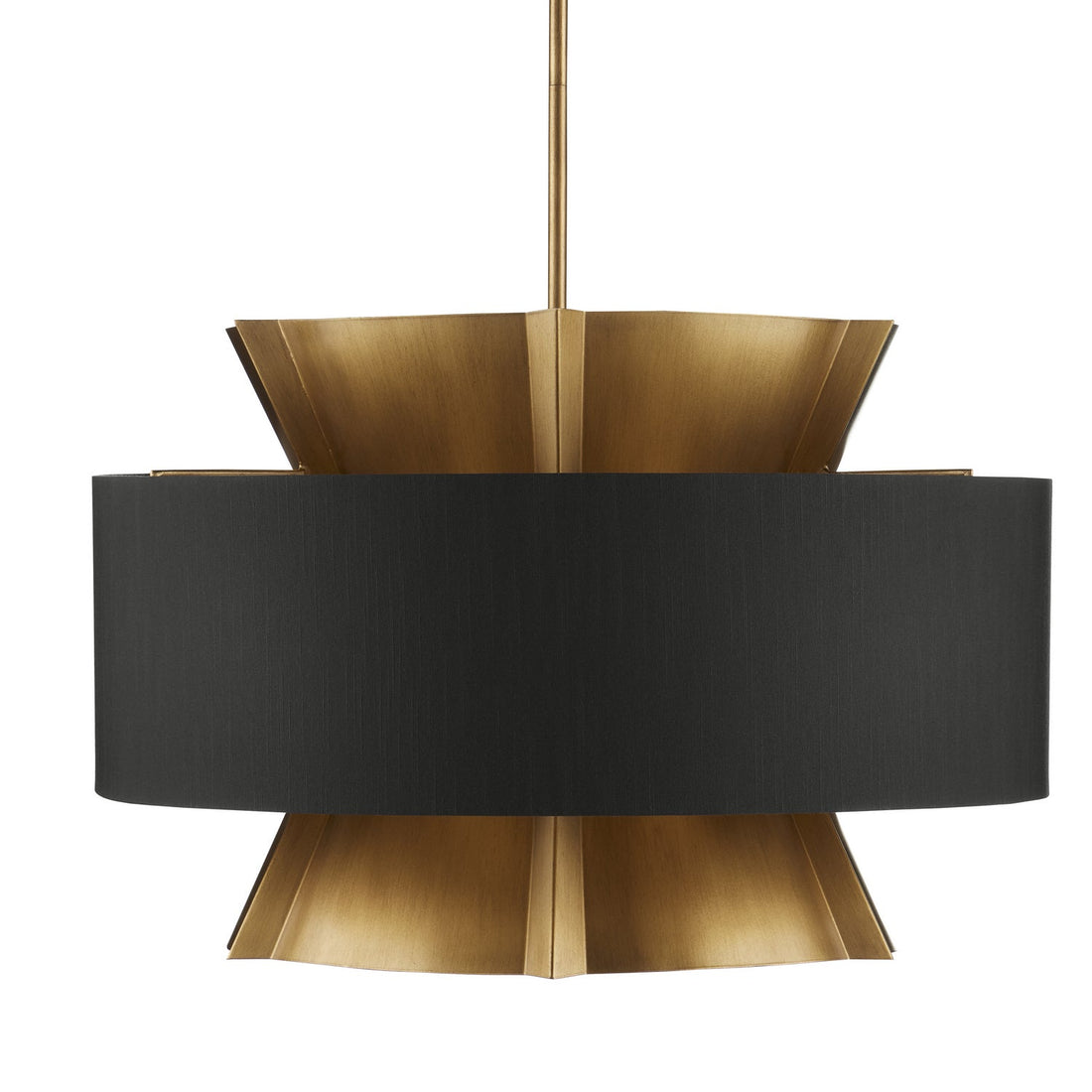 Currey and Company Six Light Chandelier in Brass/Black finish