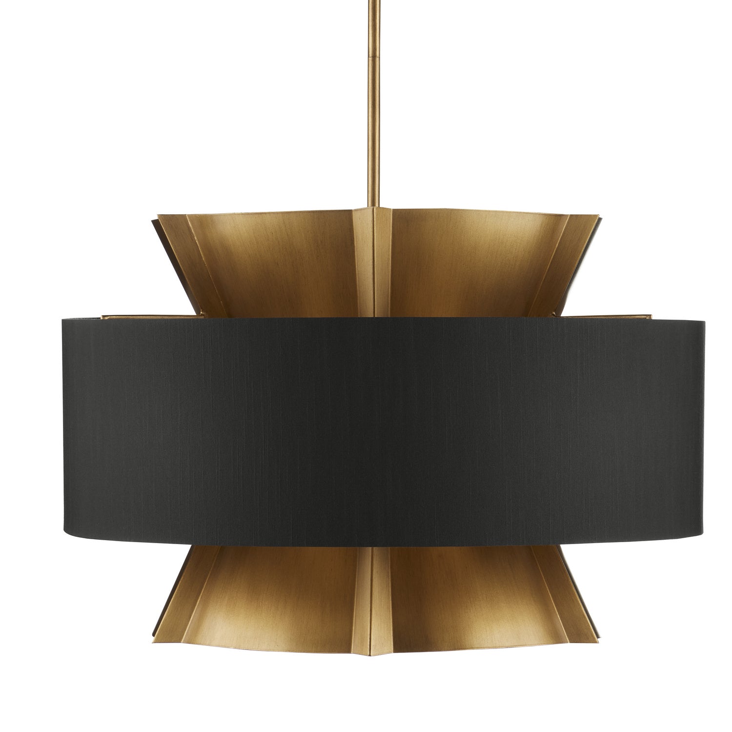 Currey and Company Six Light Chandelier in Brass/Black finish