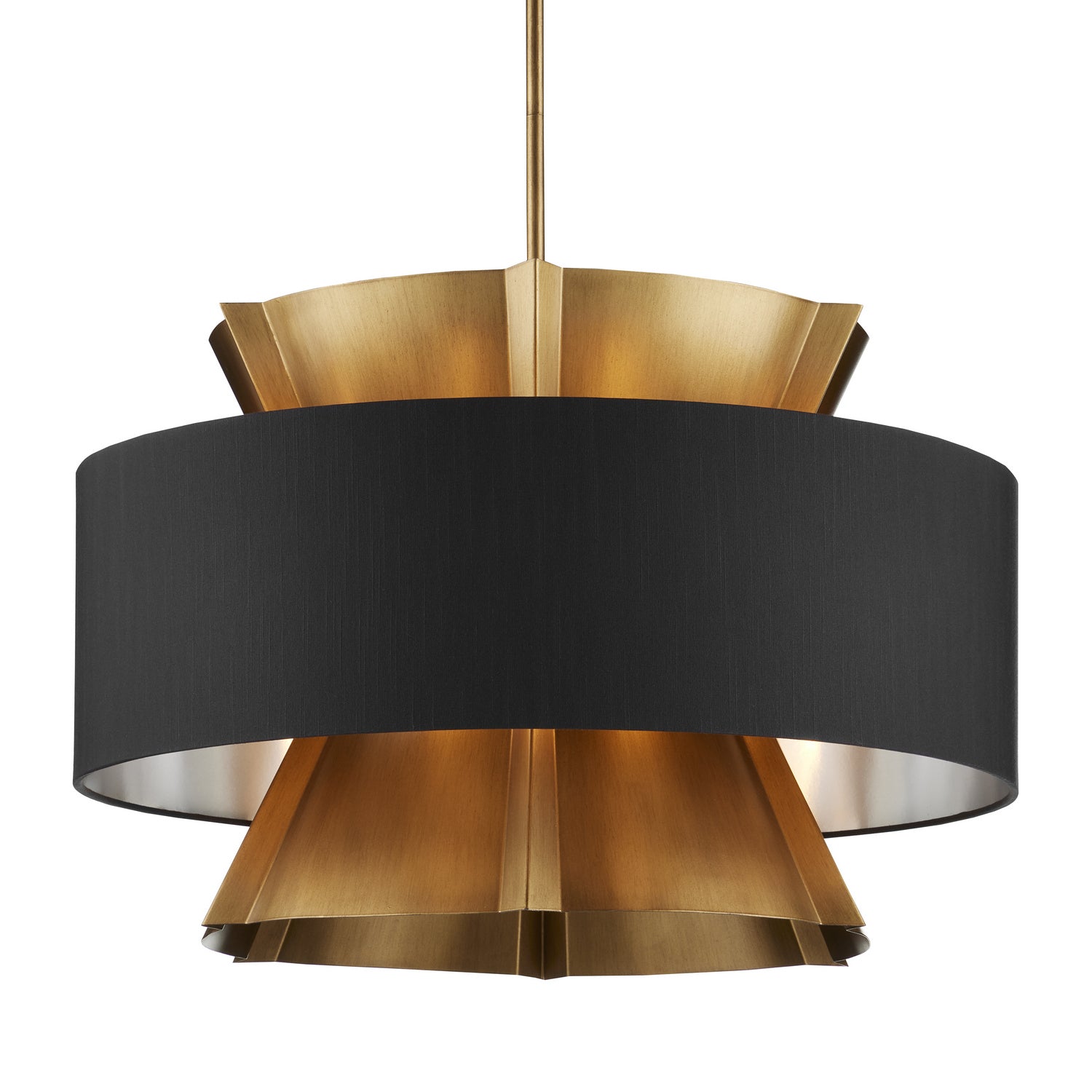 Currey and Company Six Light Chandelier in Brass/Black finish