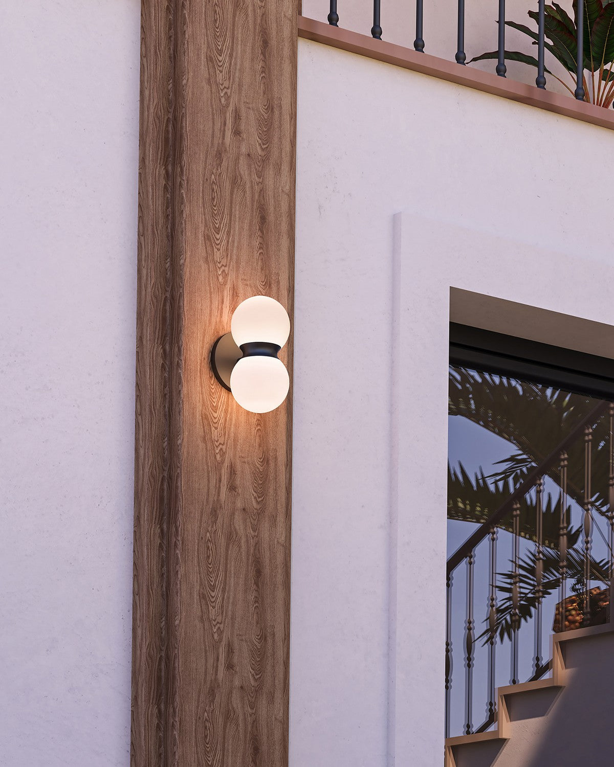 Kuzco Lighting LED Exterior Wall Mount from the Peri collection in Black/Opal Glass finish