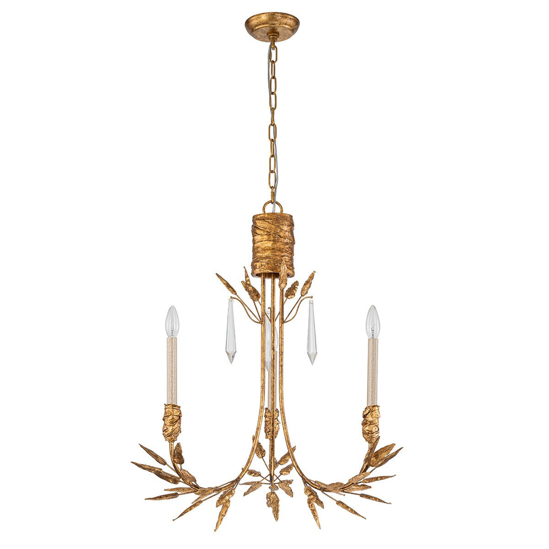 Lucas + McKearn Three Light Chandelier from the Palm d'Or collection in Gold finish