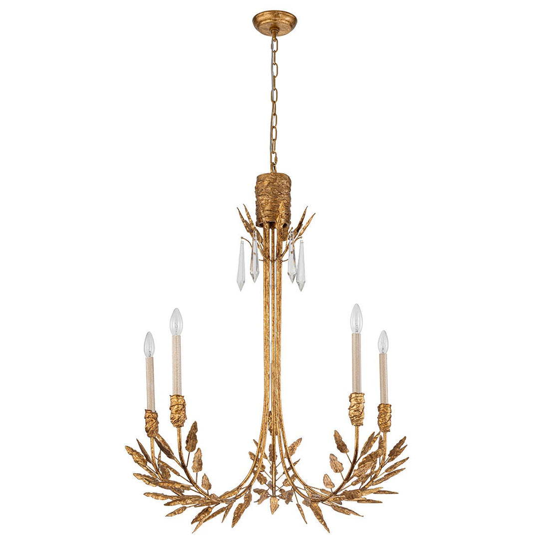 Lucas + McKearn Five Light Chandelier from the Palm d'Or collection in Gold finish