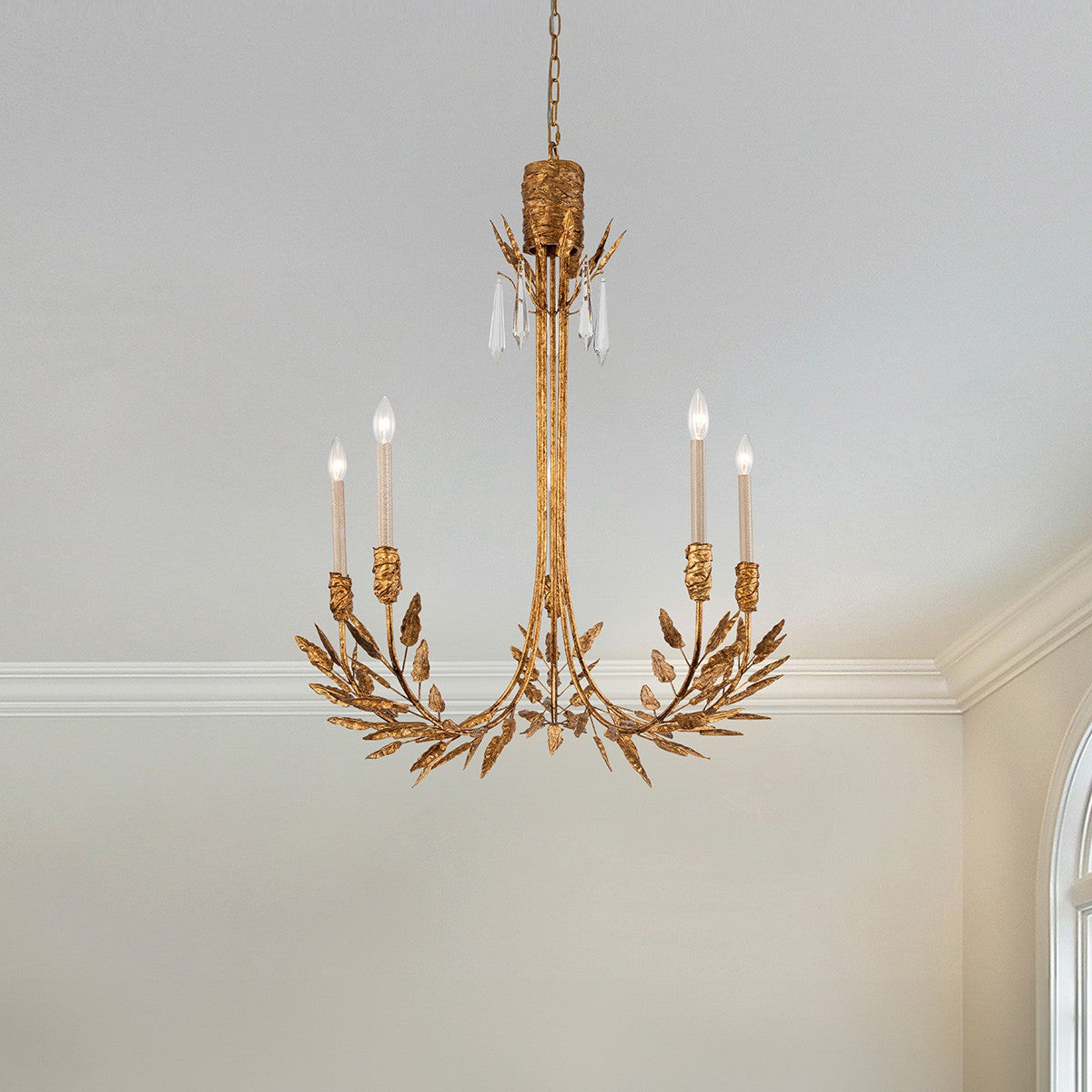 Lucas + McKearn Five Light Chandelier from the Palm d'Or collection in Gold finish